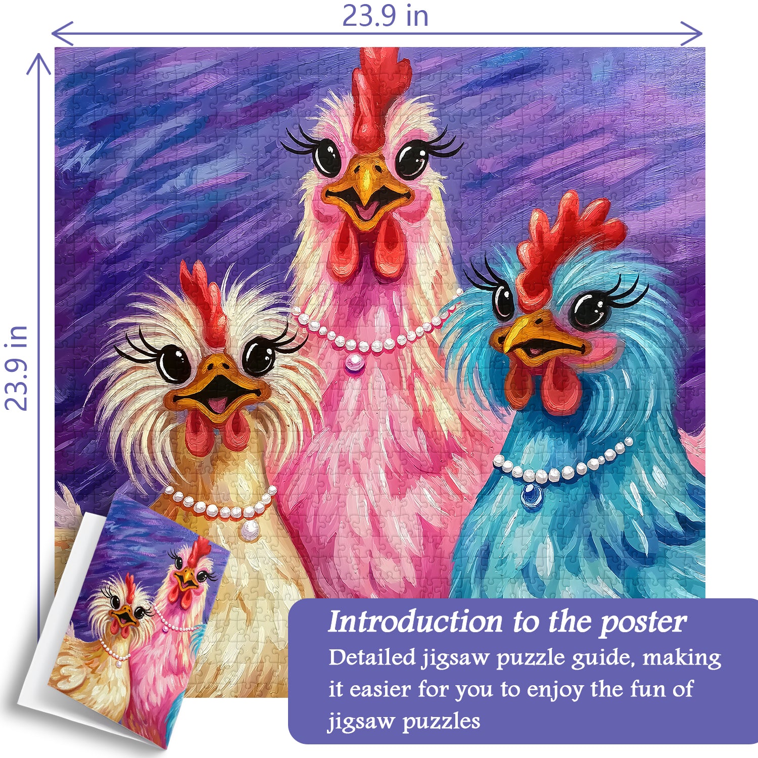 Puzzle colorato e chic con polli, 1000 pezzi
