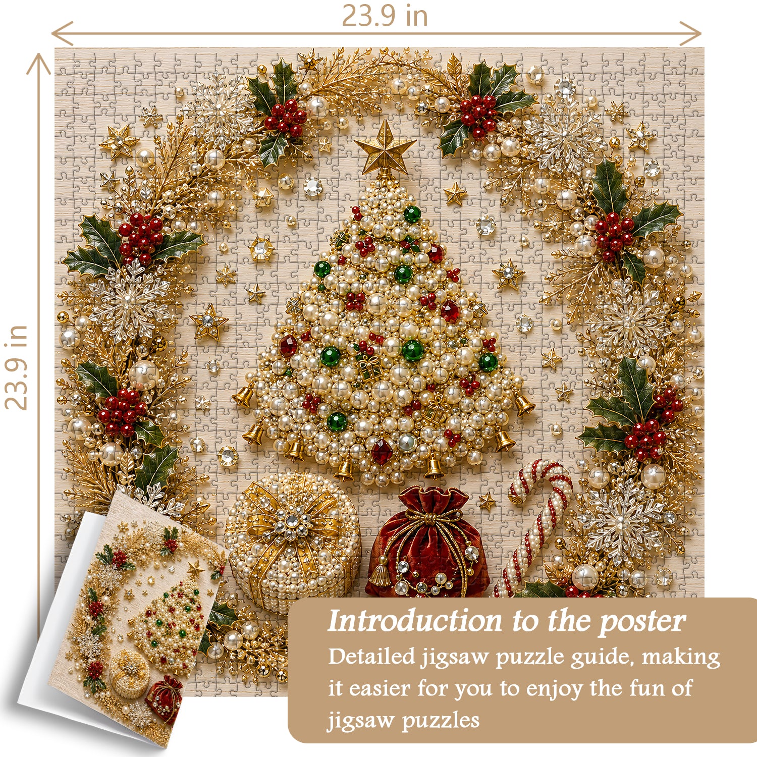 Pearl Christmas Wreath Jigsaw Puzzle 1000 Pieces