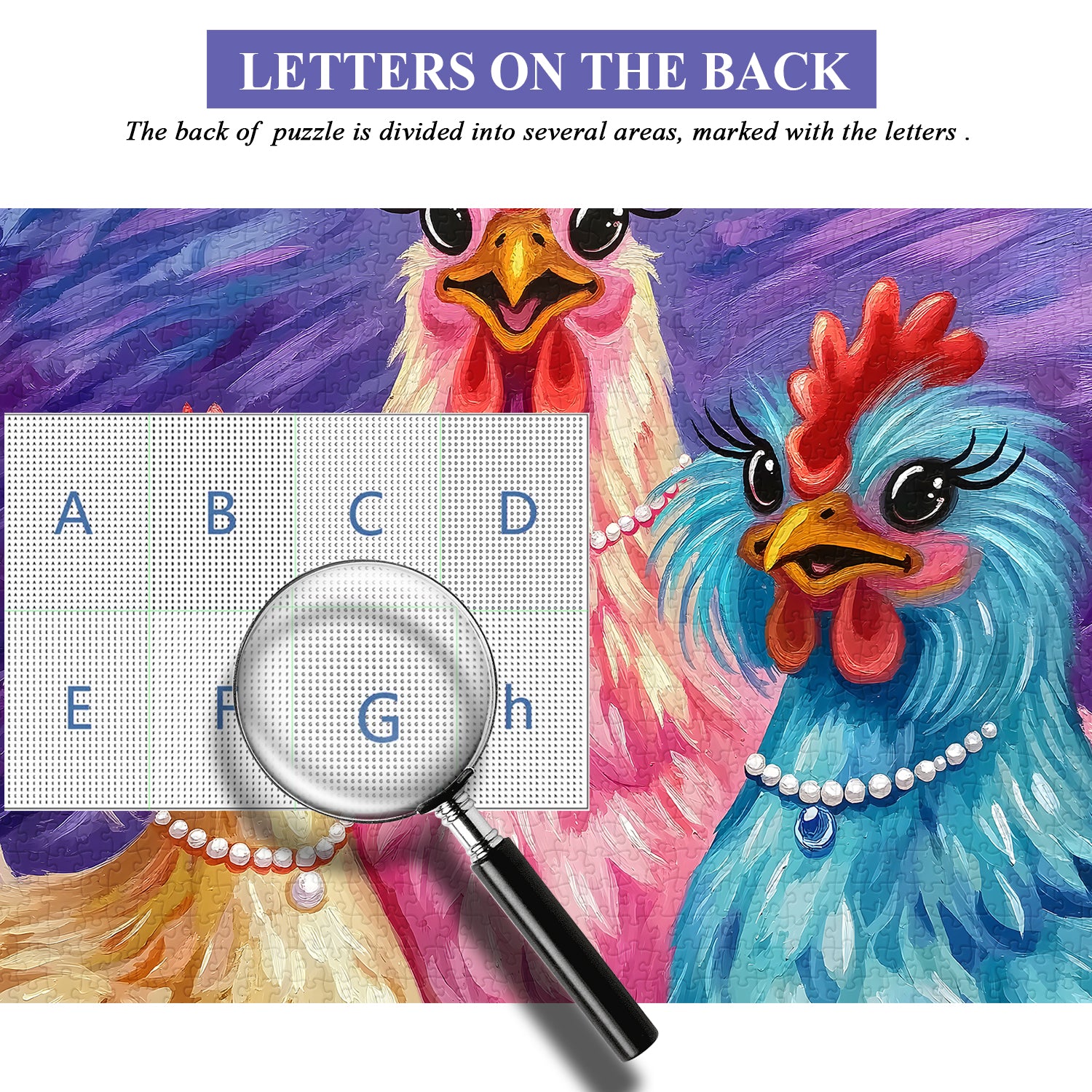Puzzle colorato e chic con polli, 1000 pezzi