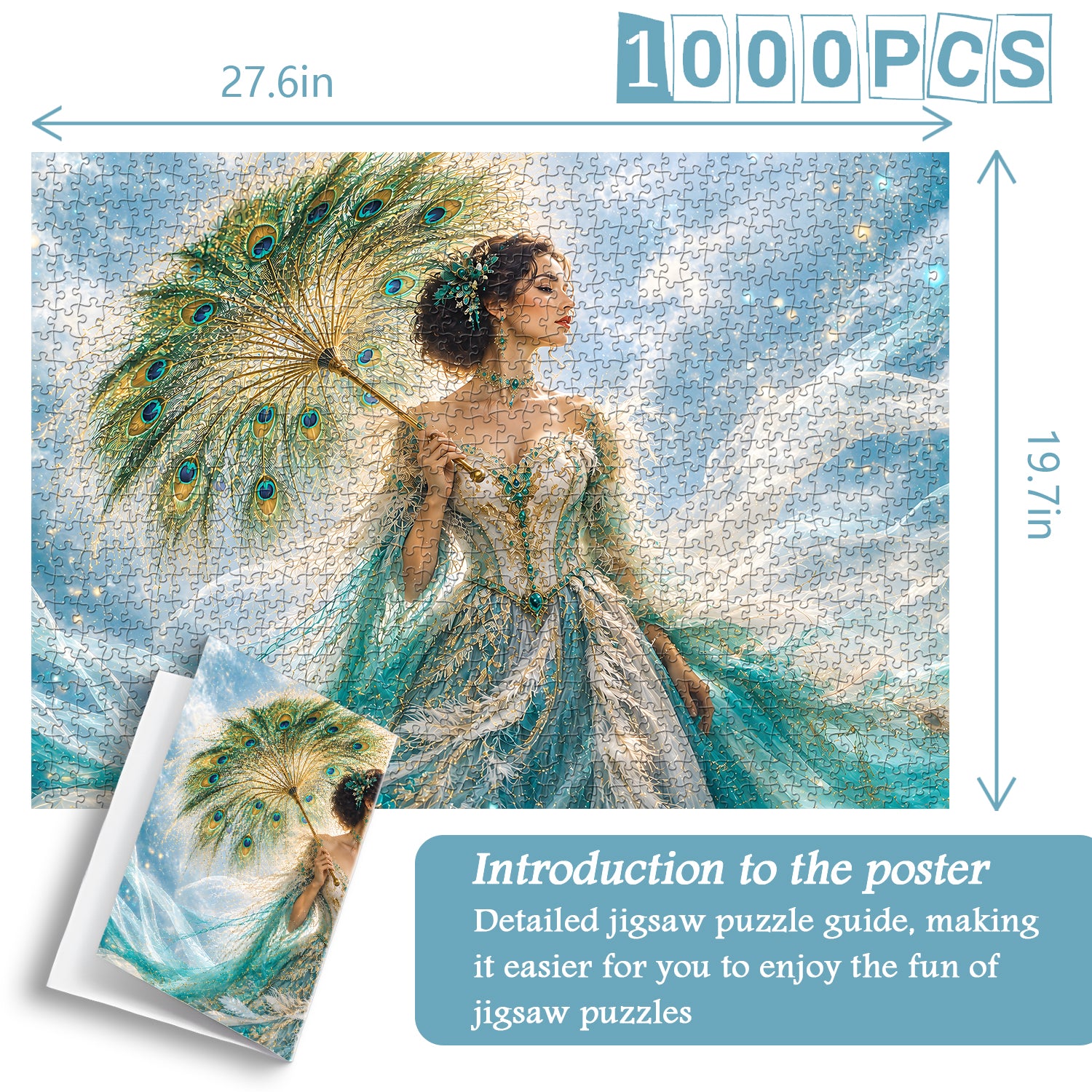 Azure Peacock Diva Jigsaw Puzzle 1000 Pieces