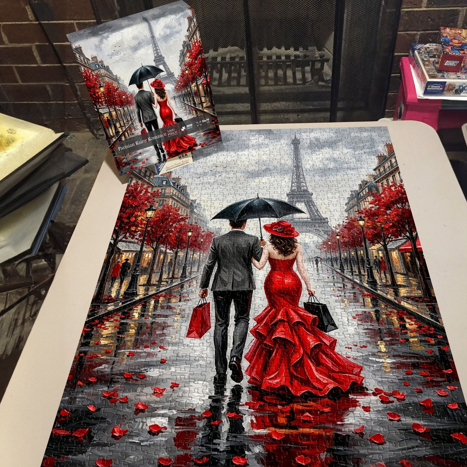 Parisian Rainy Romance Jigsaw Puzzle 1000 Pieces