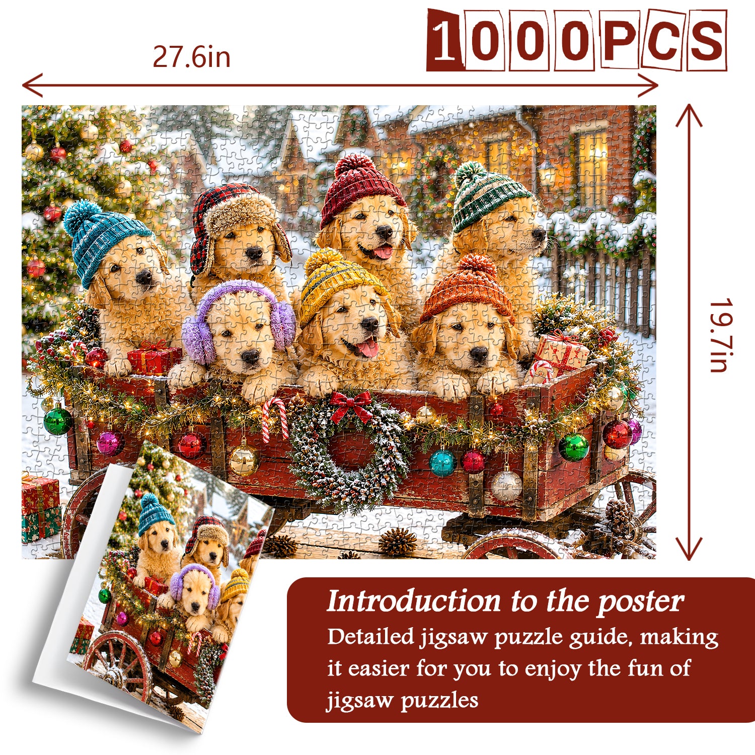 Puppy Christmas Wagon Jigsaw Puzzle 1000 Pieces