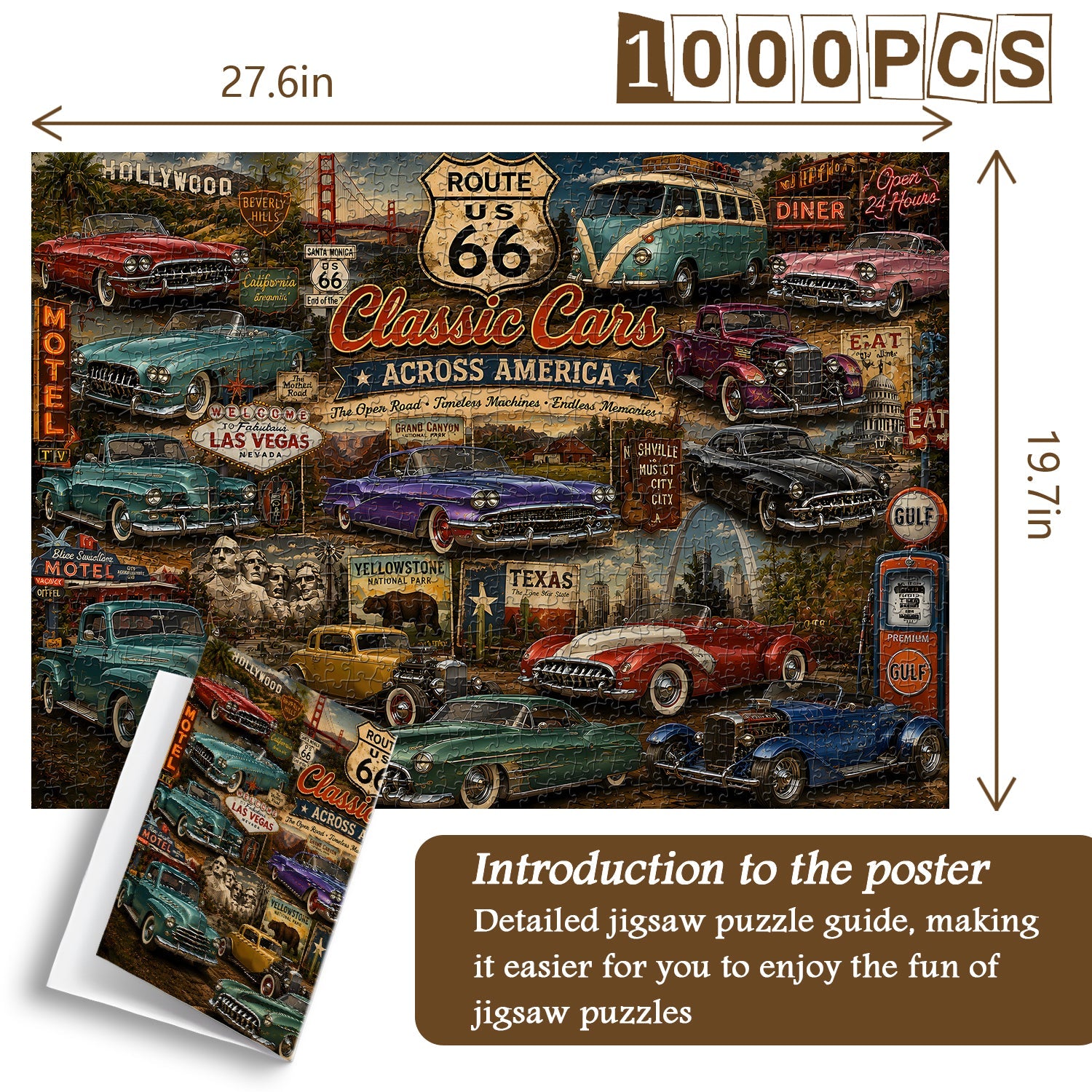 Vintage Classic Cars Jigsaw Puzzle 1000 Pieces