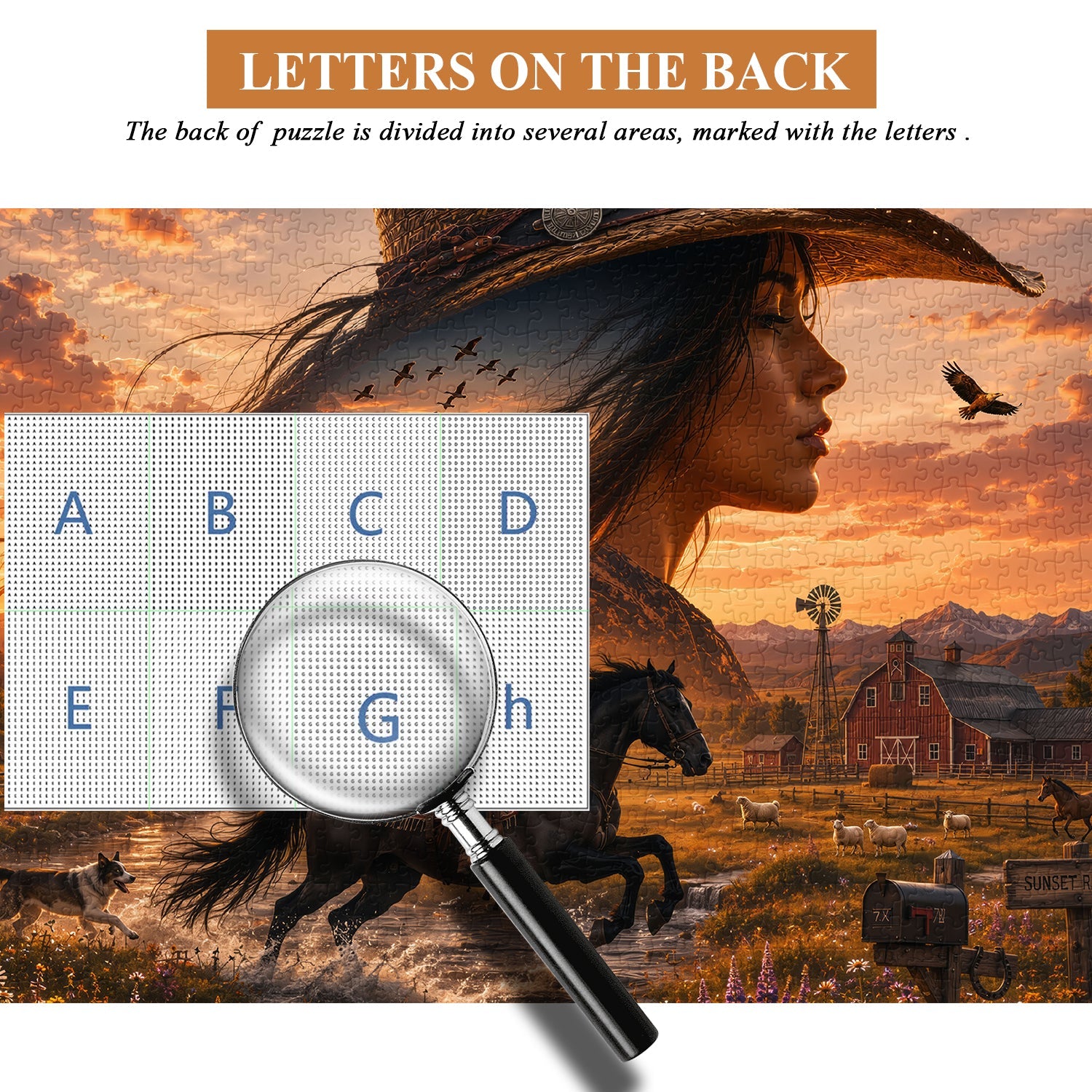 Western Rider Glow Flag Jigsaw Puzzle 1000 Pieces