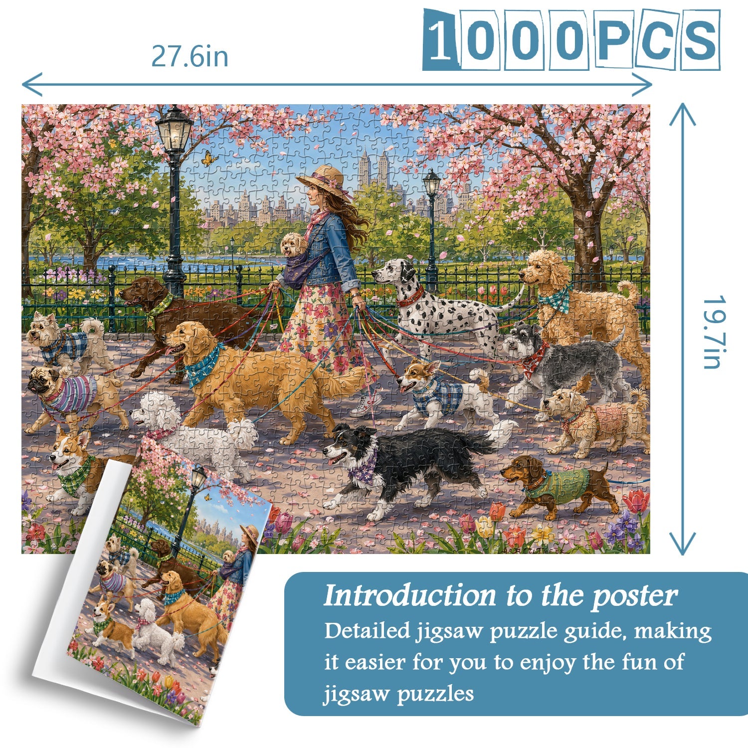 City Floral Pup Stride Jigsaw Puzzle 1000 Pieces
