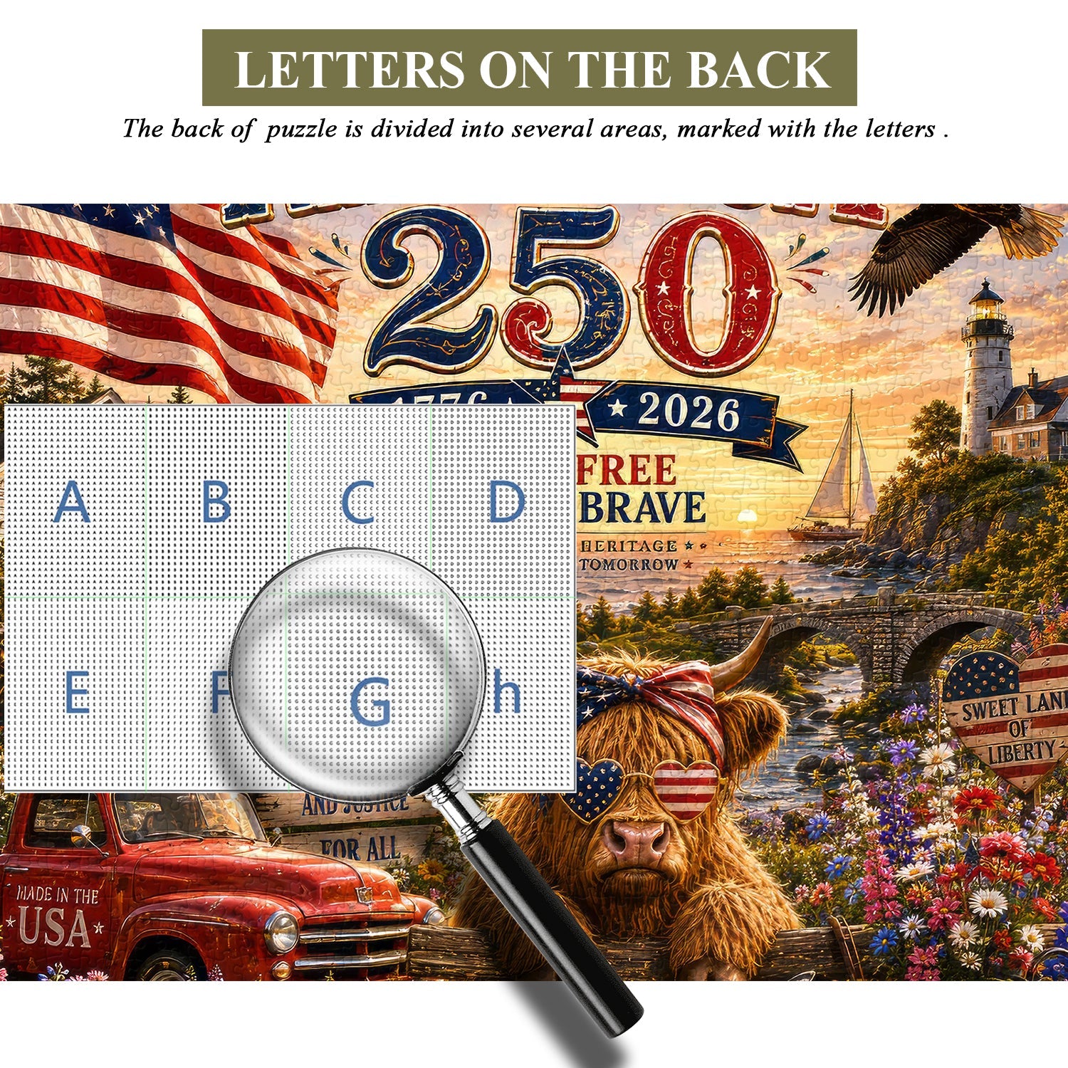 Patriotic Highland Cow Jigsaw Puzzle 1000 Pieces