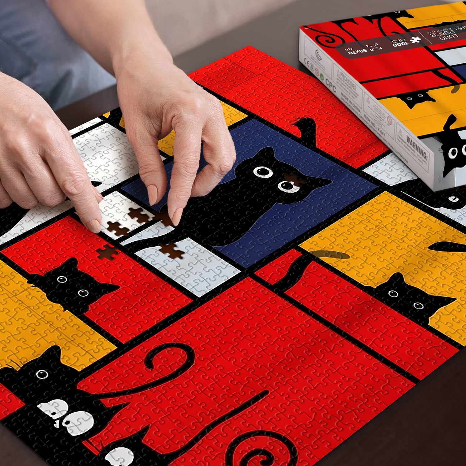 Geometric Cat Fun Jigsaw Puzzle 1000 Pieces