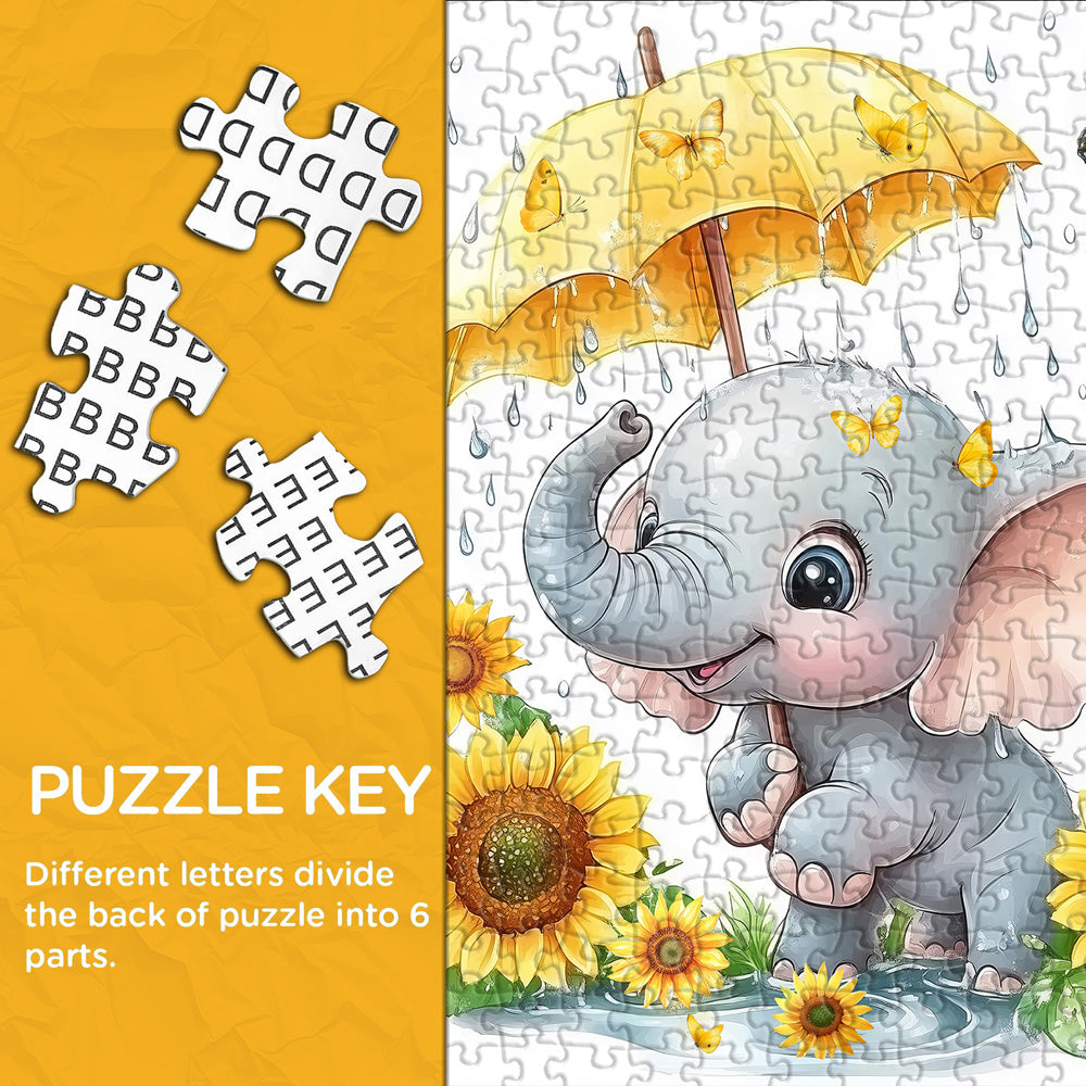 Baby Elephant in the Rain Jigsaw Puzzles 1000 Pieces