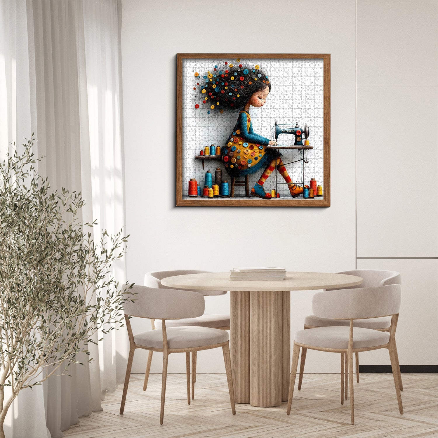 Nähendes Mädchen-Puzzle 1000 Teile