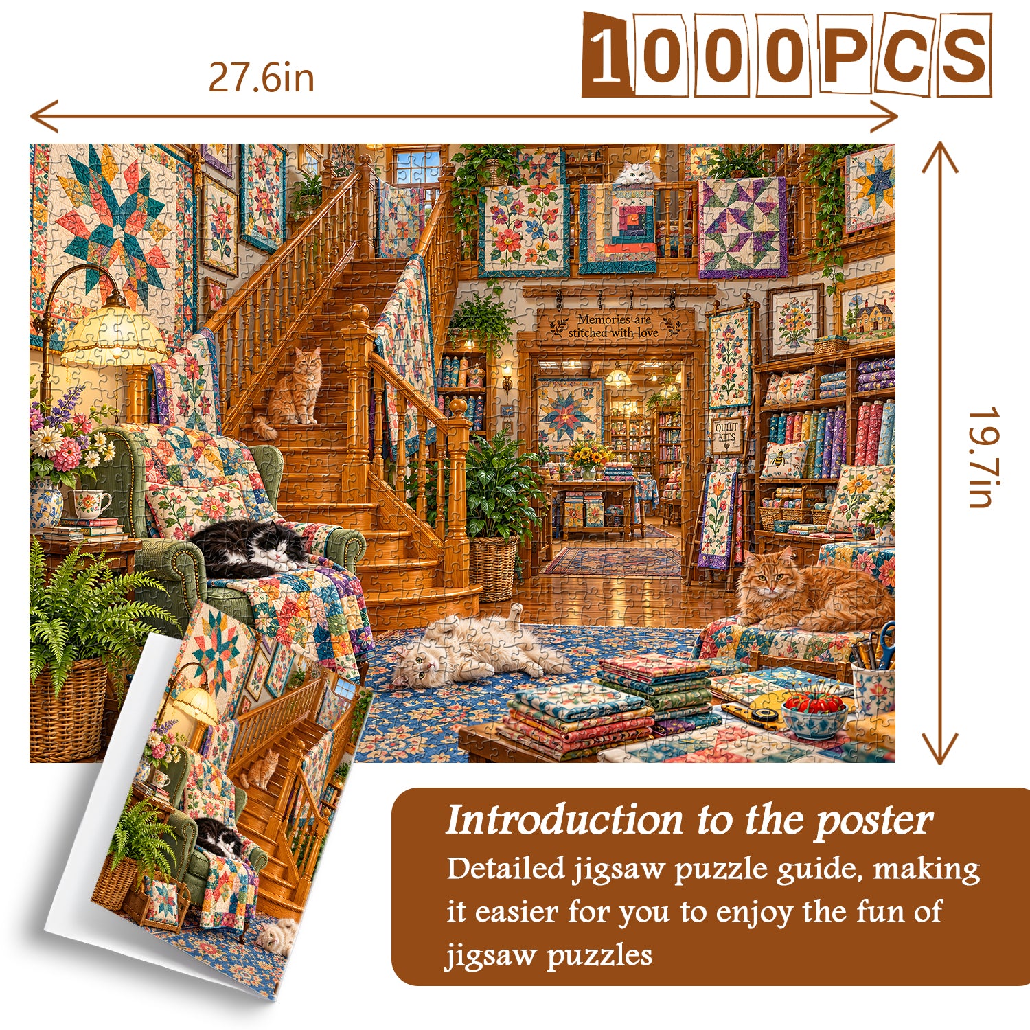 Quilt Shop Kittens Jigsaw Puzzle 1000 Pieces