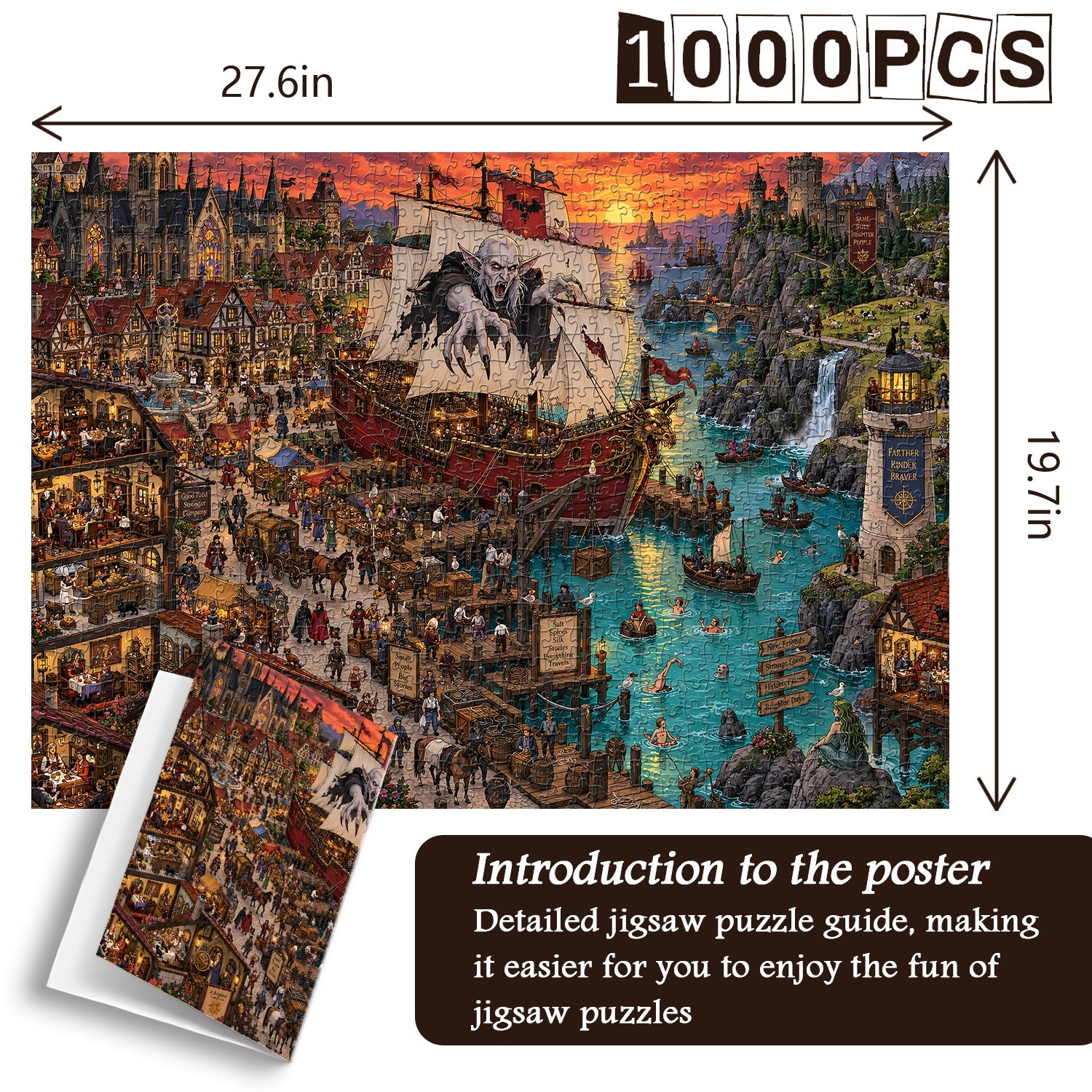 Puzzle del porto del galeone dei vampiri, 1000 pezzi