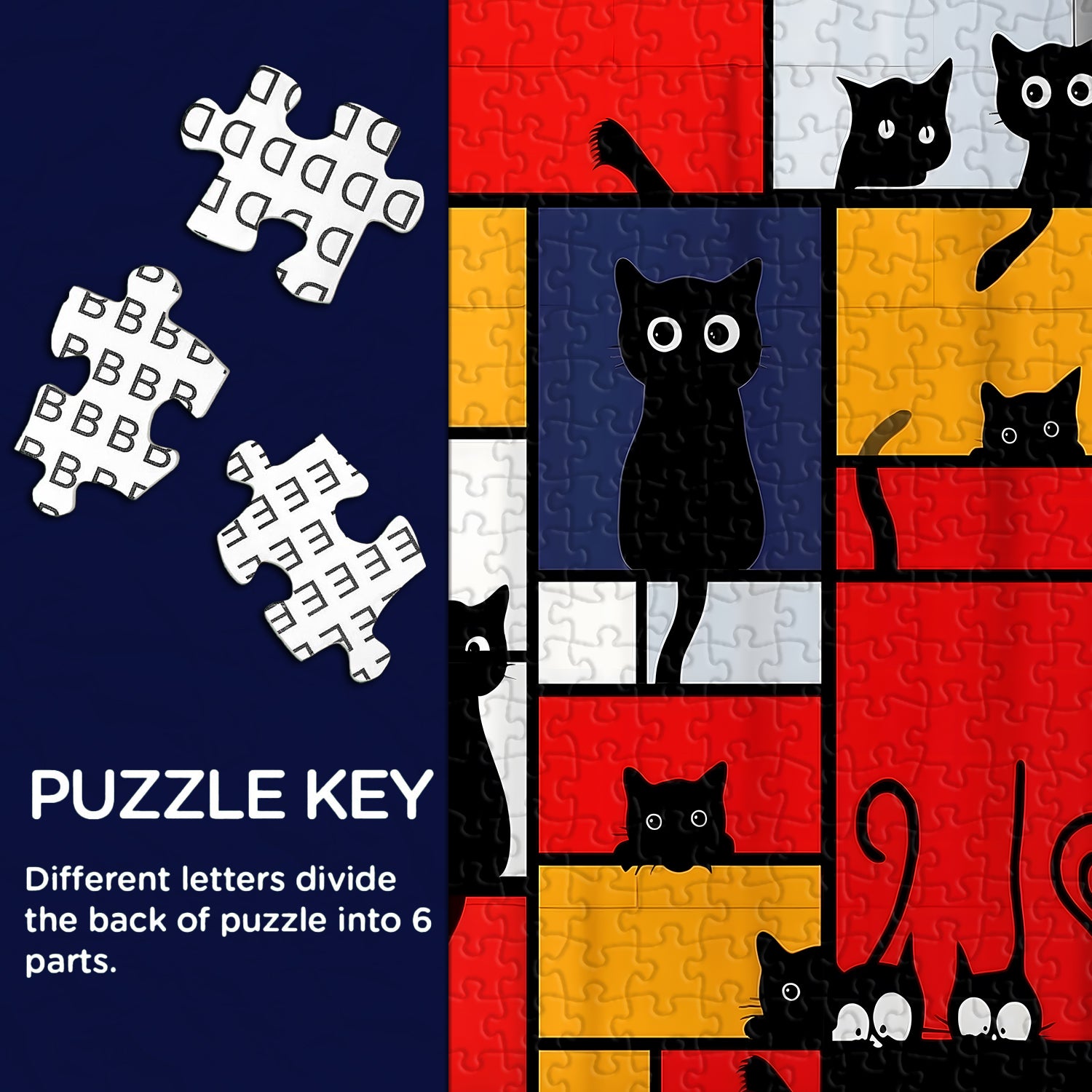 Geometric Cat Fun Jigsaw Puzzle 1000 Pieces