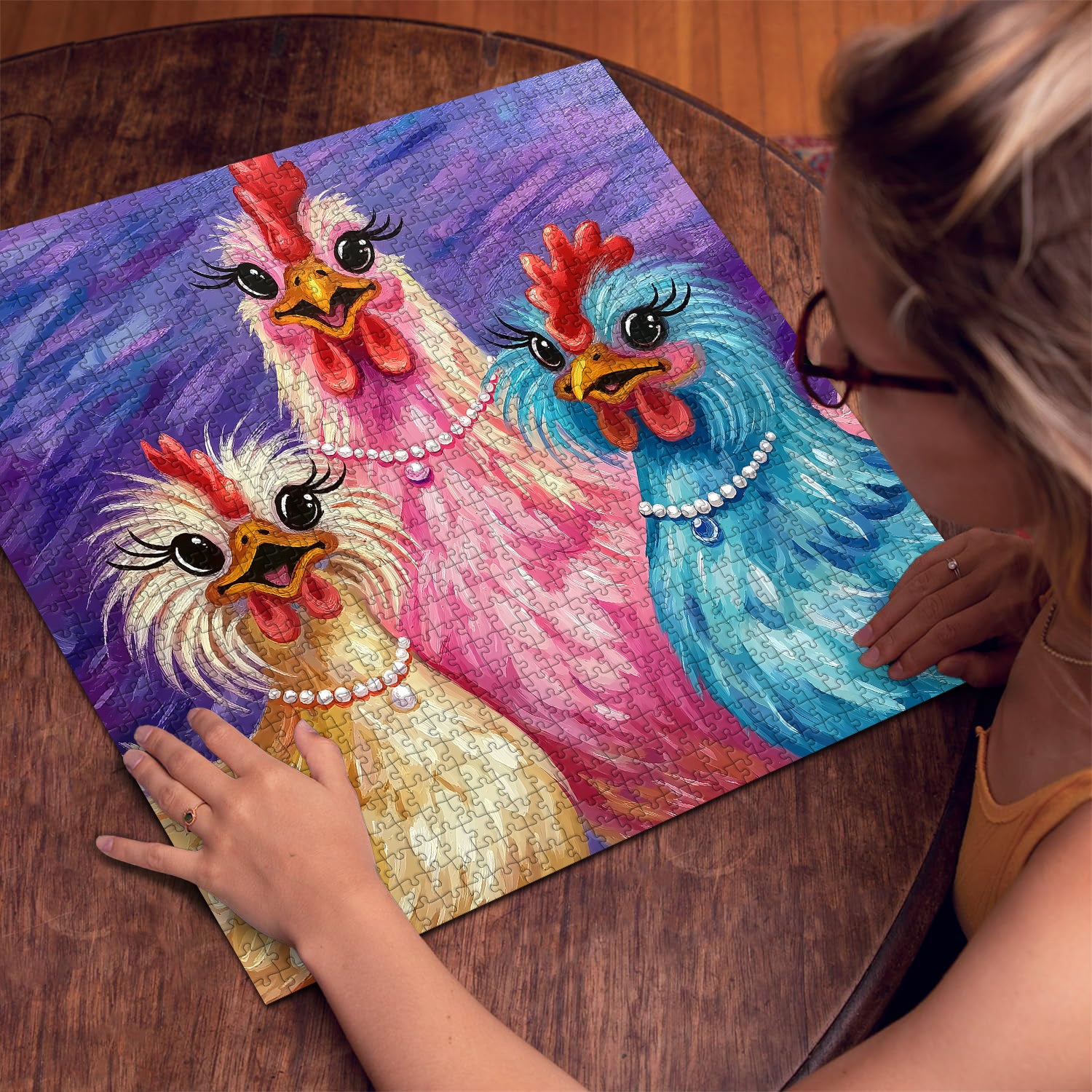 Puzzle colorato e chic con polli, 1000 pezzi