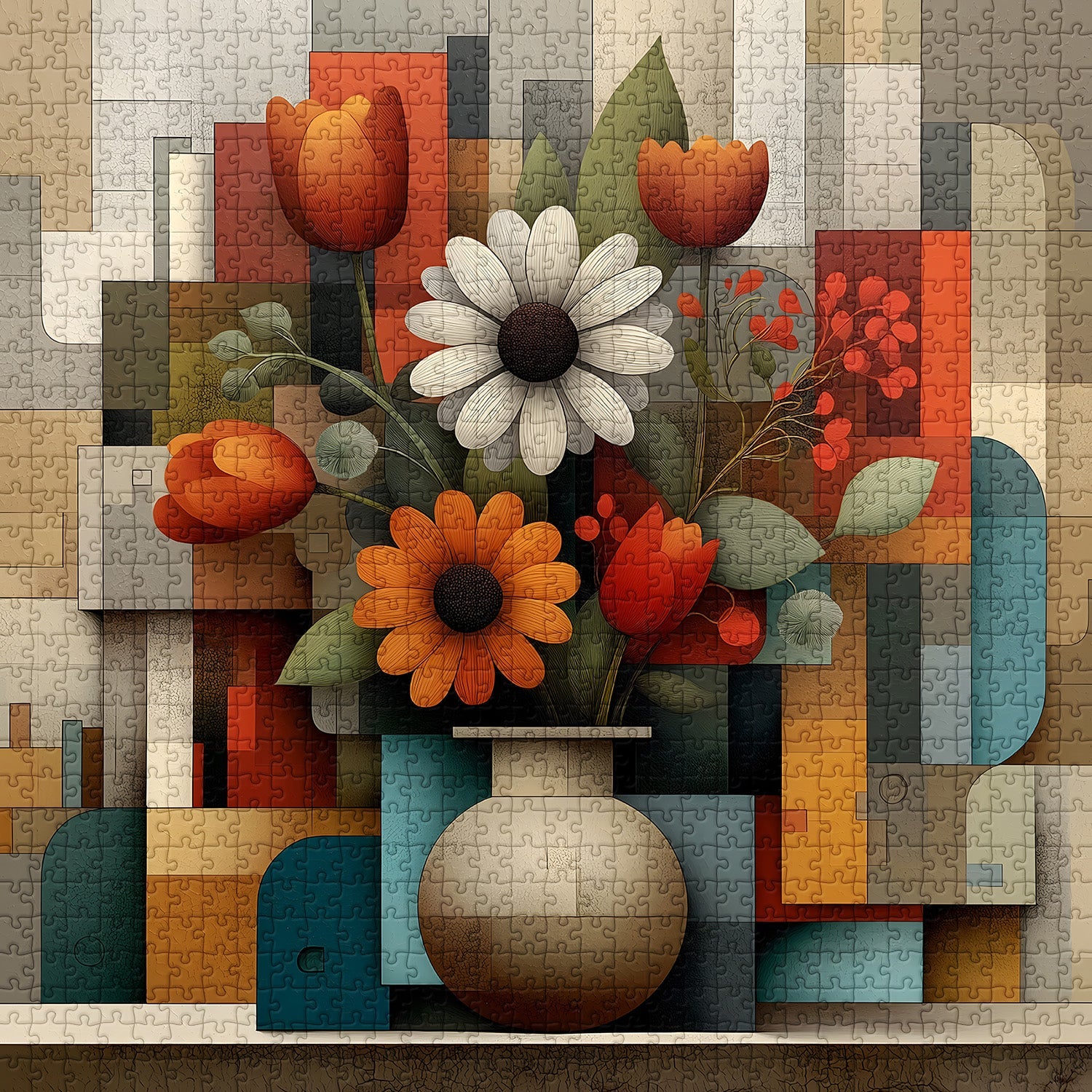 Geometric Floral Rhythm Jigsaw Puzzle 1000 Pieces