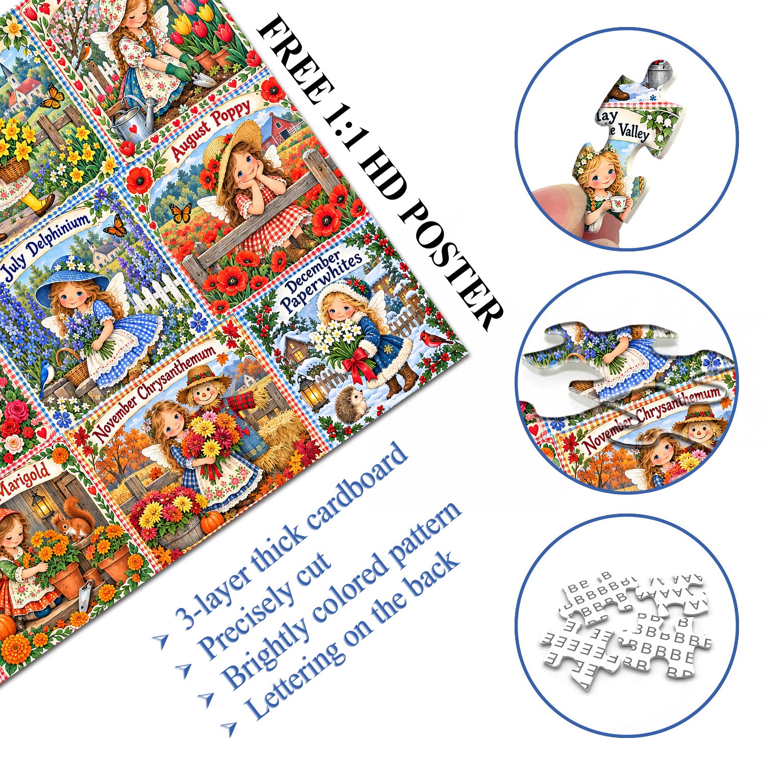 Monthly Garden Angels Jigsaw Puzzle 1000 Pieces