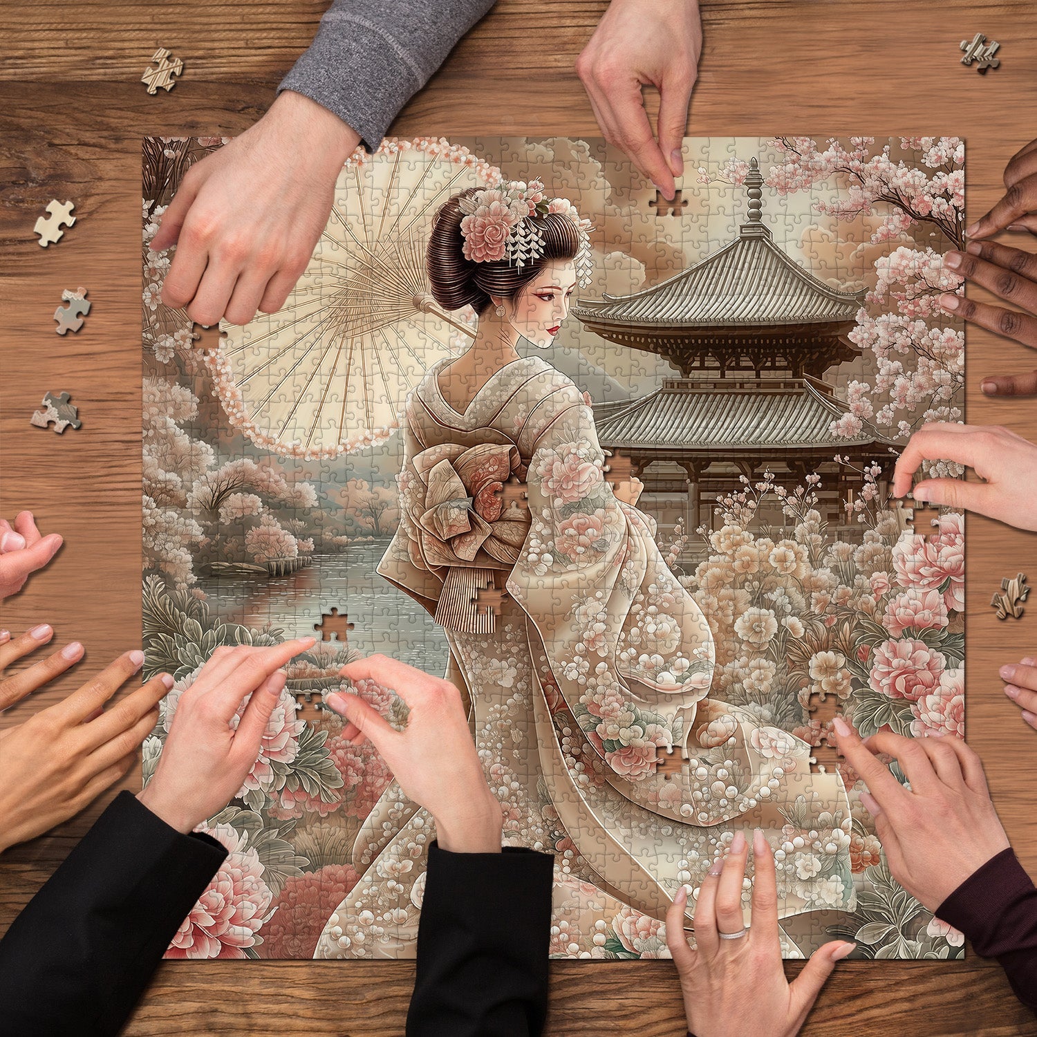 Kimono Floral Feast Jigsaw Puzzle 1000 Pieces