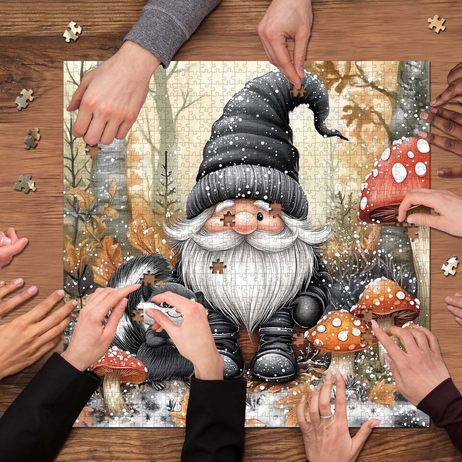 Mignon gnome et skunk puzzle 1000 pièces