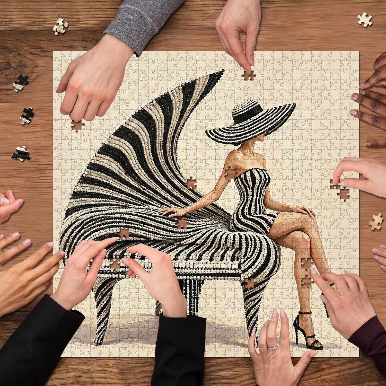 Monochrome Piano Muse Jigsaw Puzzle 1000 Pieces