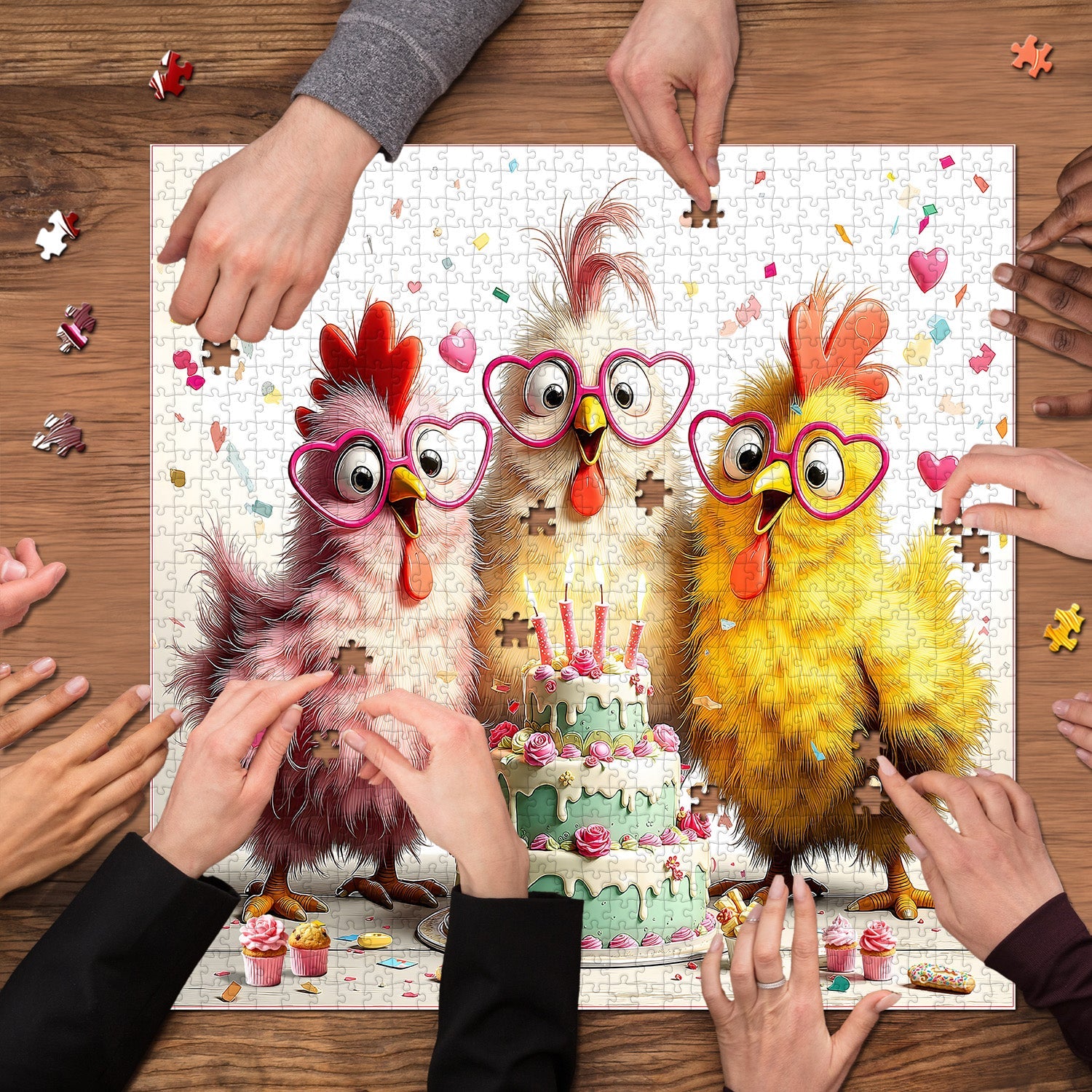 Puzzle di compleanno di pollo Bash 1000 pezzi