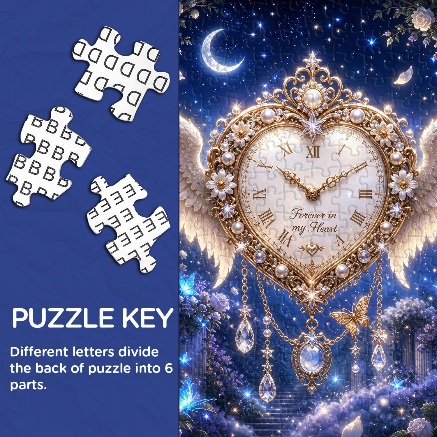 Winged Heart Clock Jigsaw Puzzle 1000 Pieces