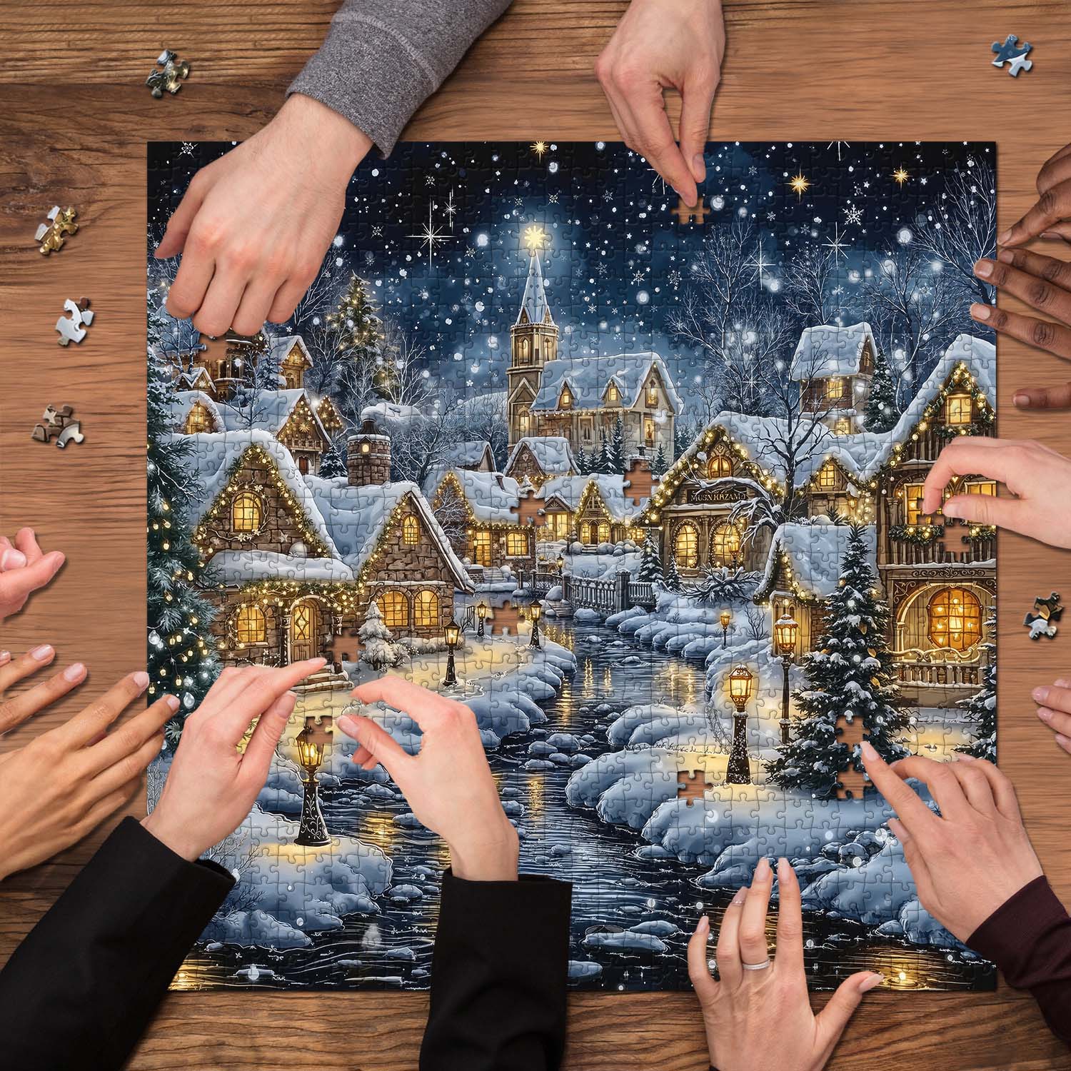 Christmas Village Riverfront Puzzle 1000 pièces