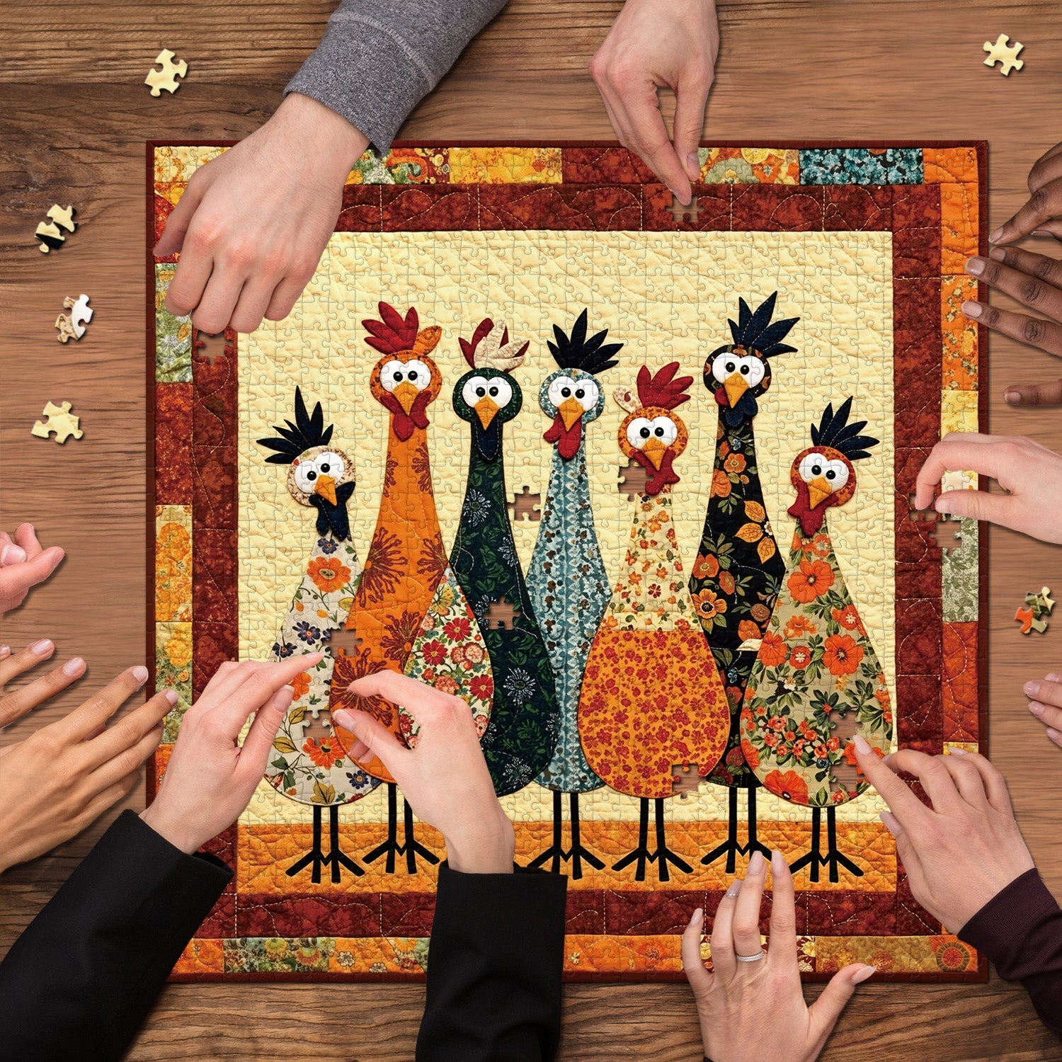 Puzzle con Polli in Tessuto, 1000 Pezzi
