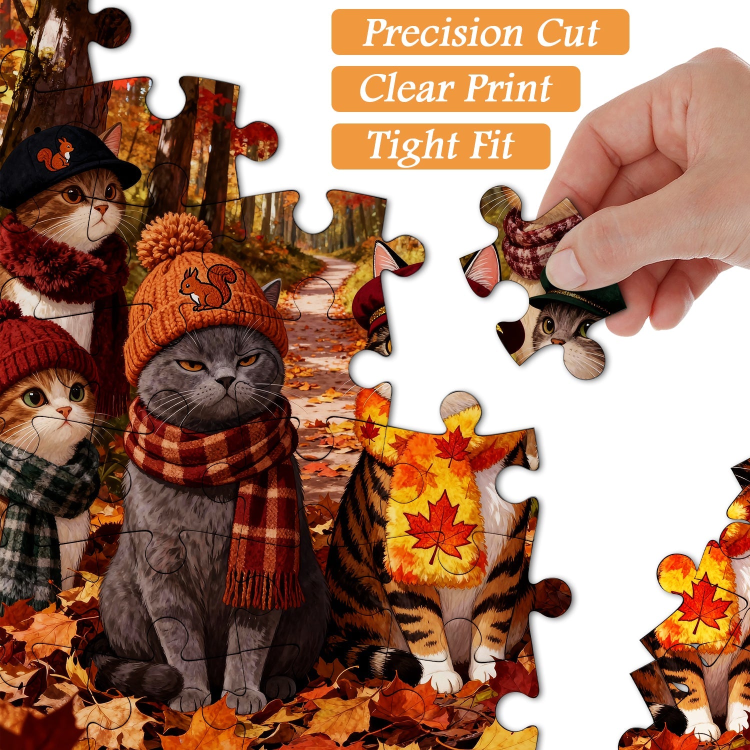 Cute Cat Autumn Jigsaw Puzzle 1000 Pieces
