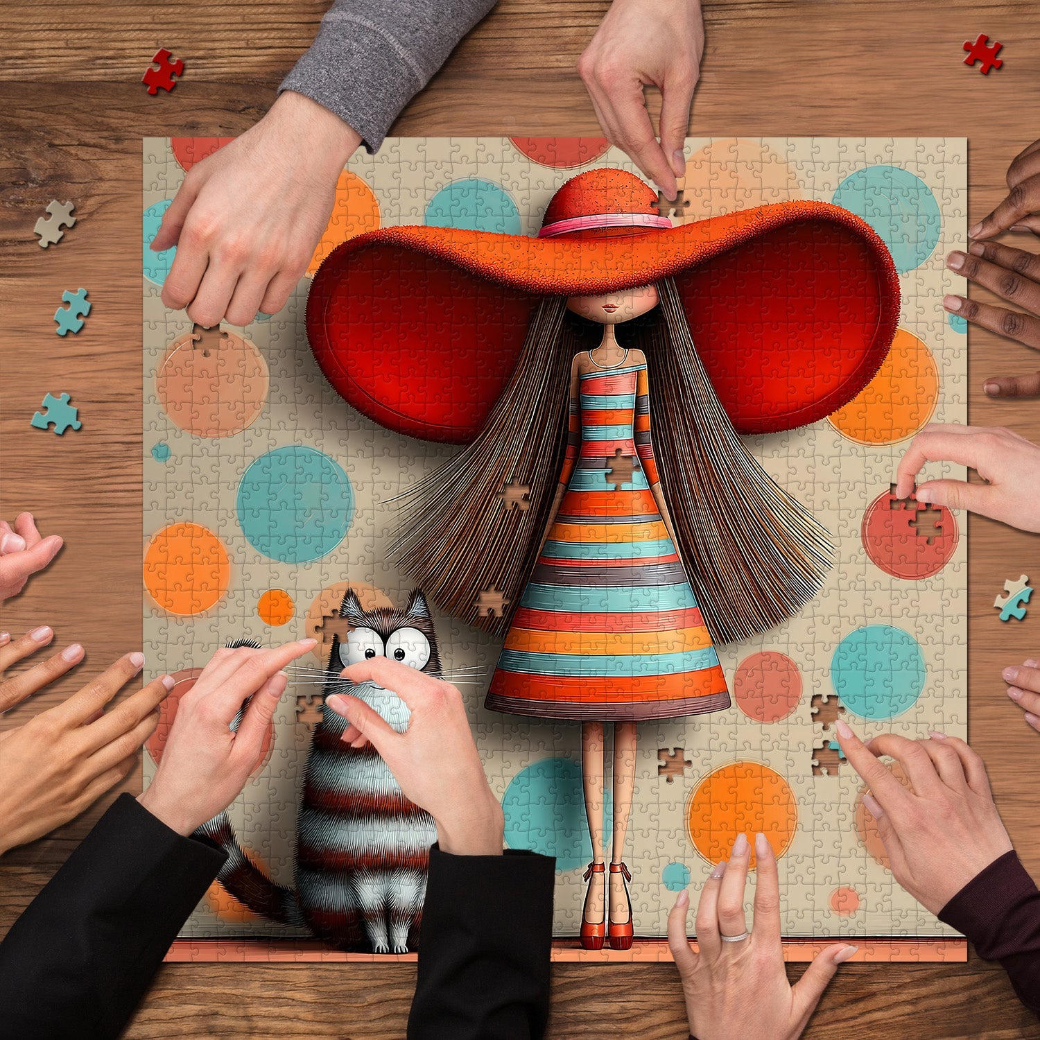 Puzzle con ragazza dal cappello rosso, 1000 pezzi