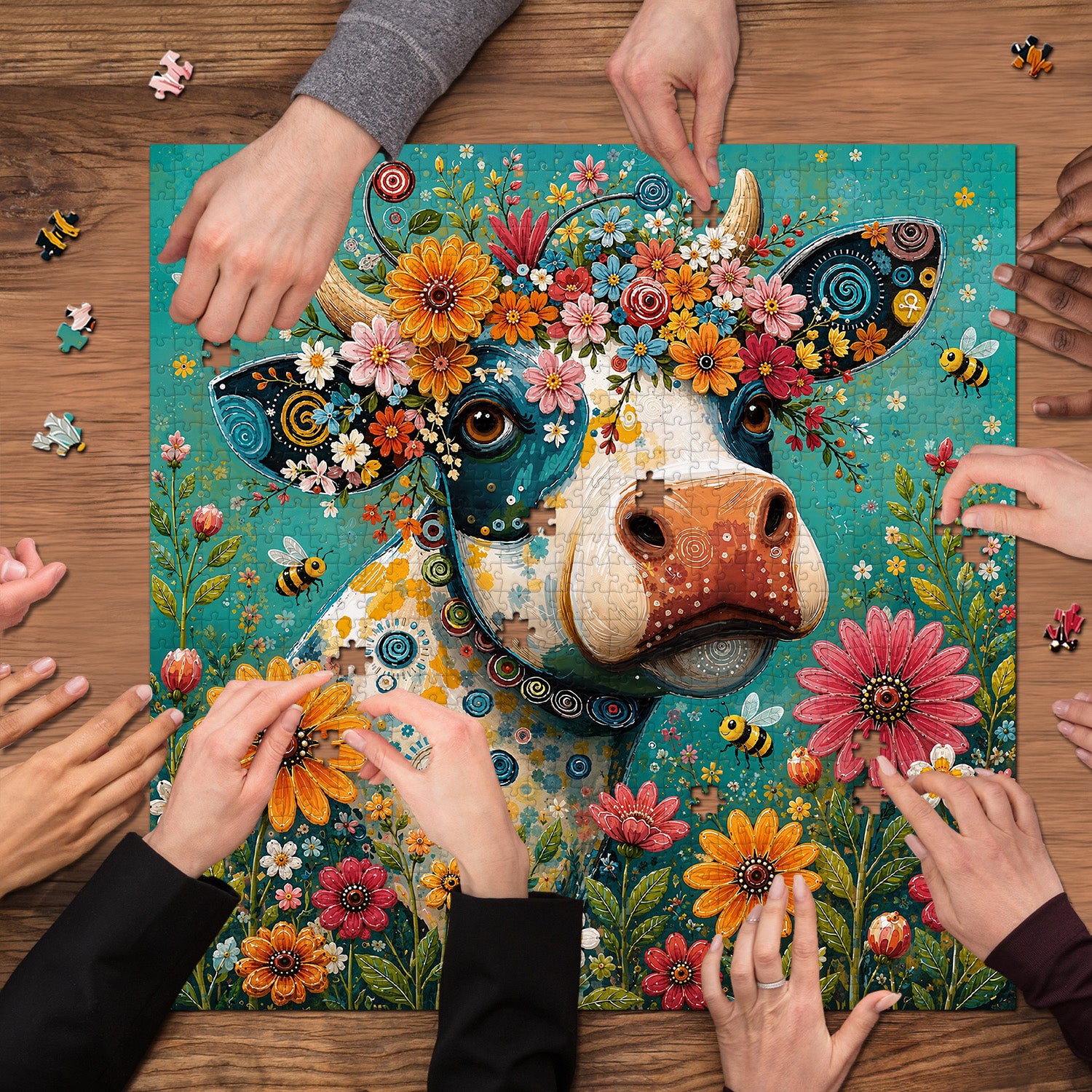 Blooming Bovine Jigsaw Puzzle 1000 Pieces