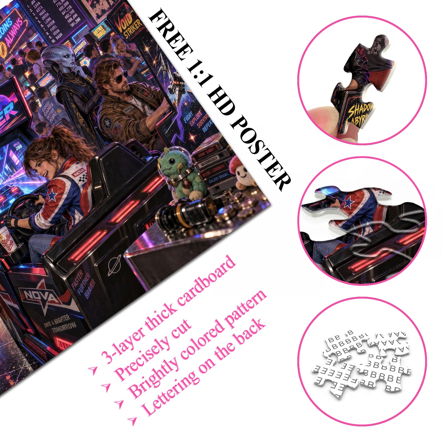 Neon Arcade Nights Jigsaw Puzzle 1000 Pieces