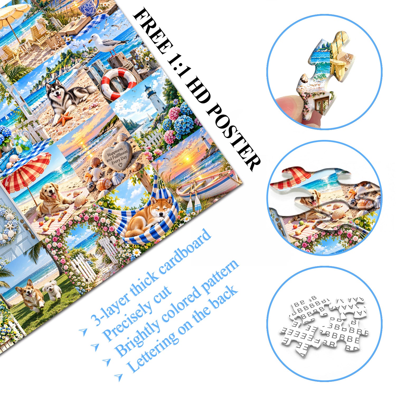 Küstengarten-Haustier-Montage-Puzzle, 1000 Teile