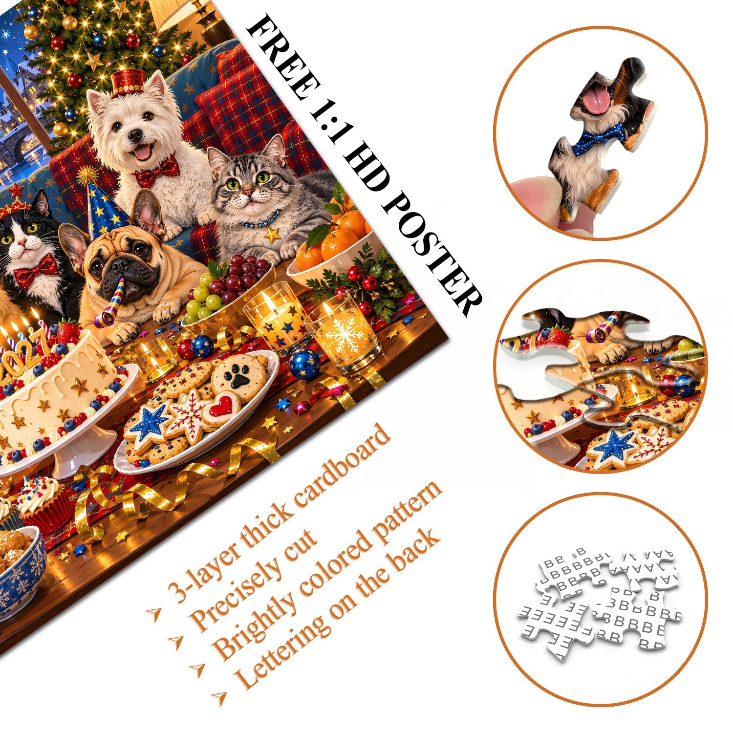 Christmas Pet Party Jigsaw Puzzle 1000 Pieces