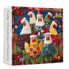 Mignon poulets de Noël puzzle 1000 pièces