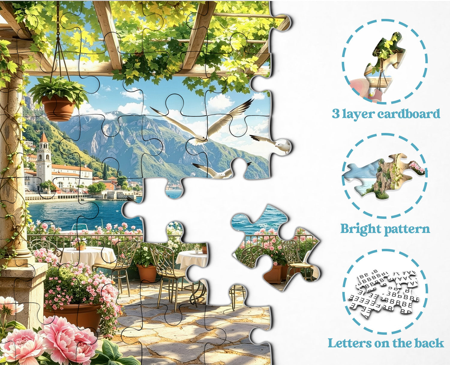 Sunlit Coastal Pergola Puzzle 1000 Teile