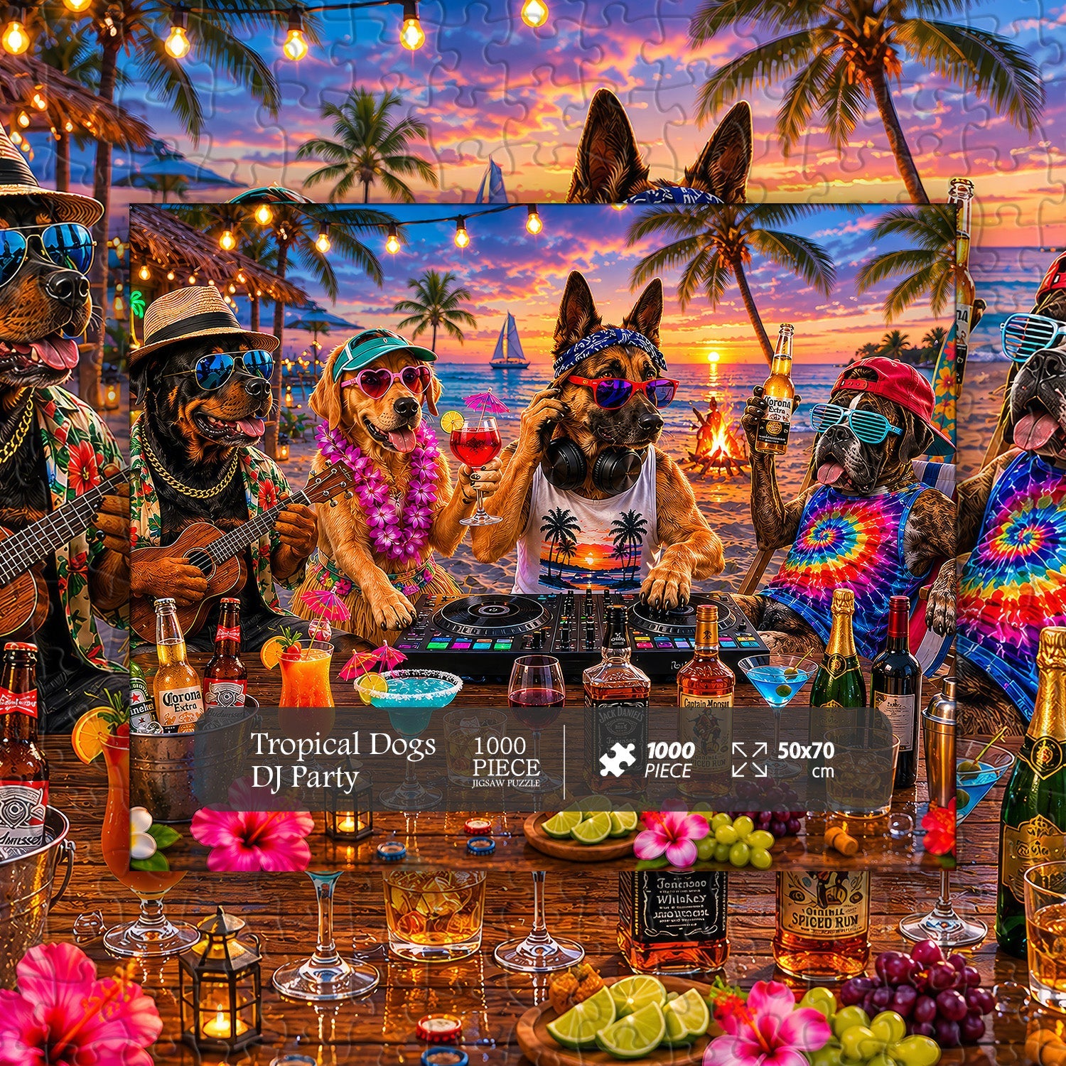 Puzzle Tropical Dogs DJ Party 1000 pezzi