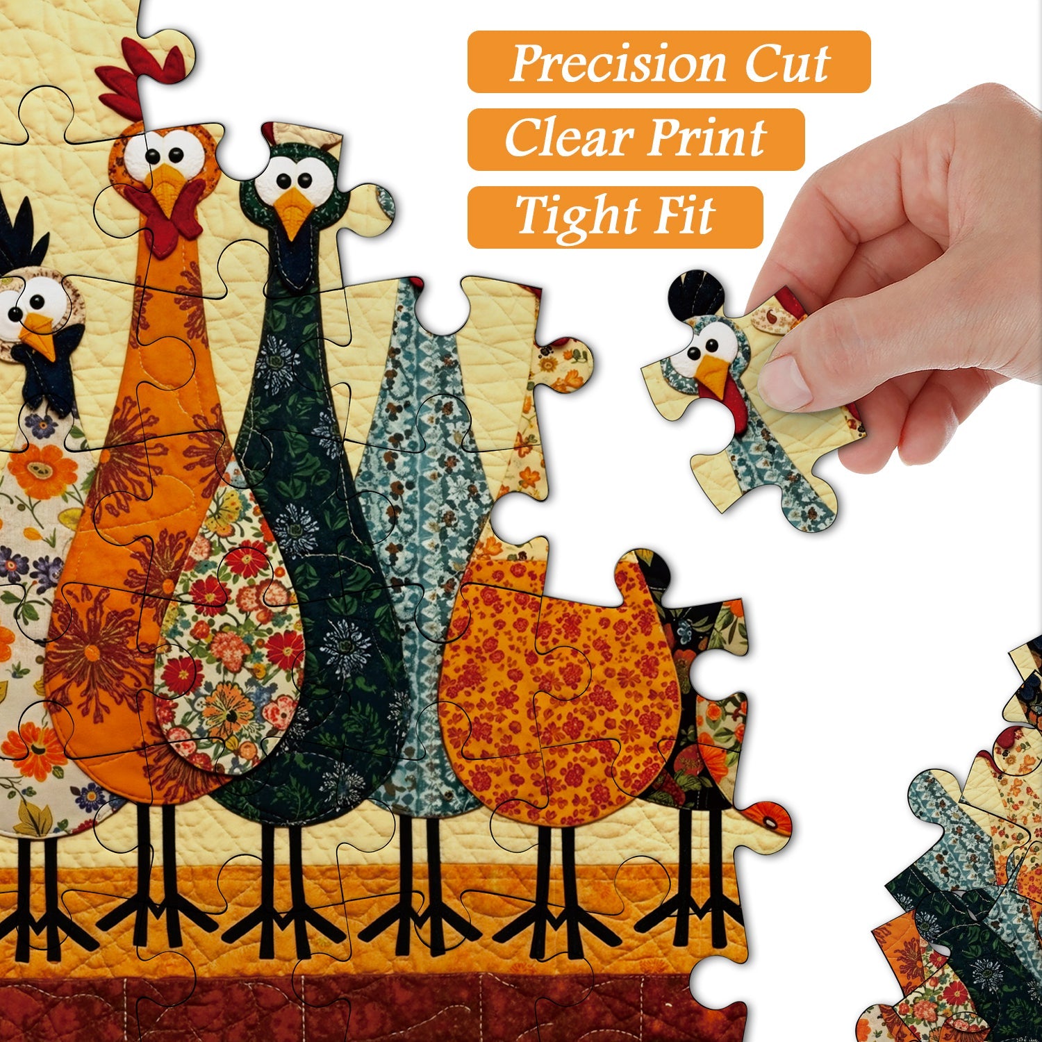 Puzzle con Polli in Tessuto, 1000 Pezzi