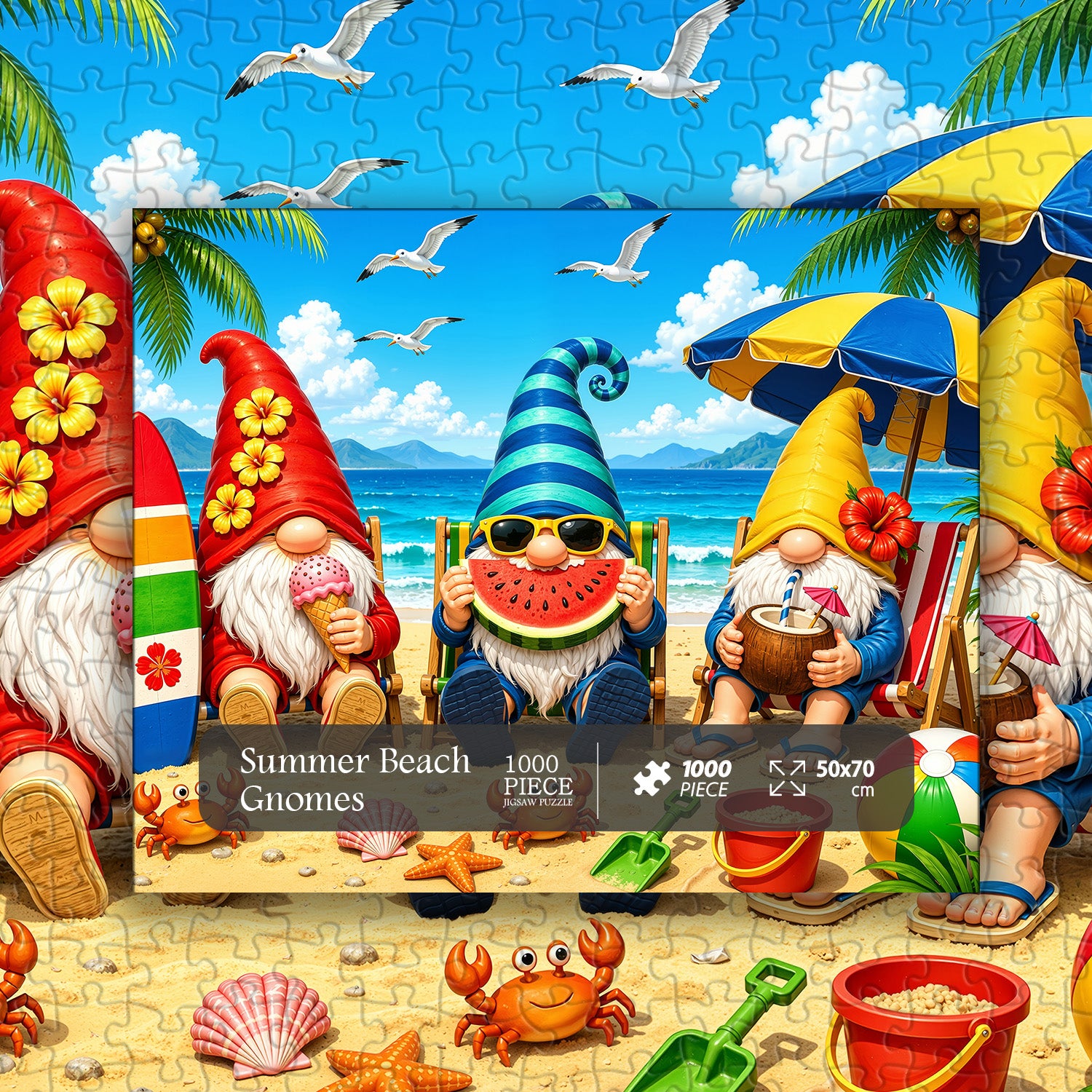 Summer Beach Gnomes Jigsaw Puzzle 1000 Pieces