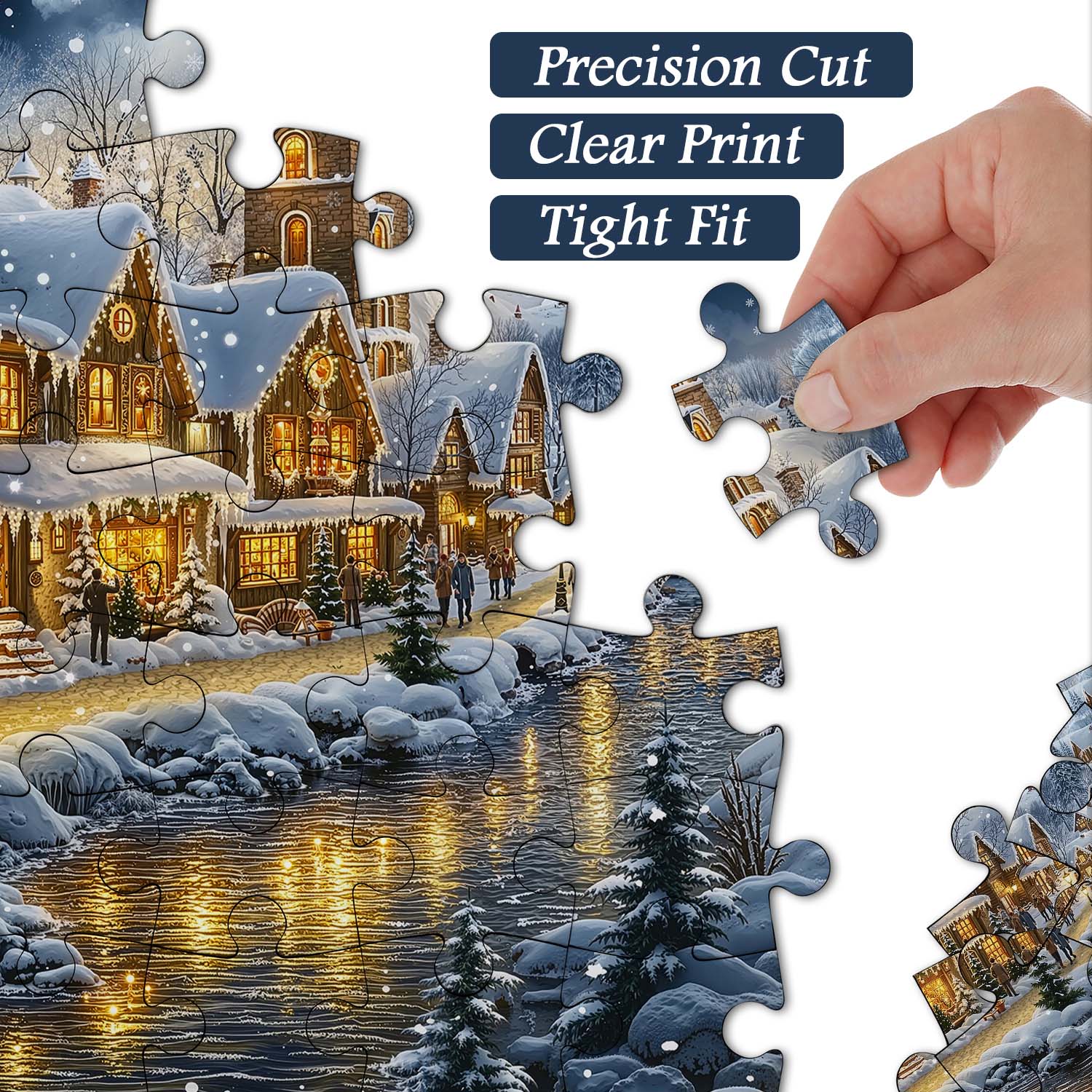 Frosty Christmas River Town Puzzle 1000 pièces