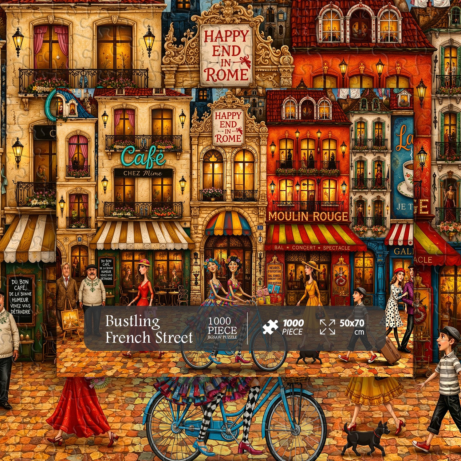 Bustling French Street Jigsaw Puzzle 1000 Pieces