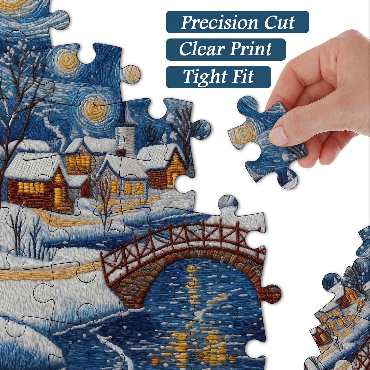 Snowy Village Glow Jigsaw Puzzle 1000 Pieces
