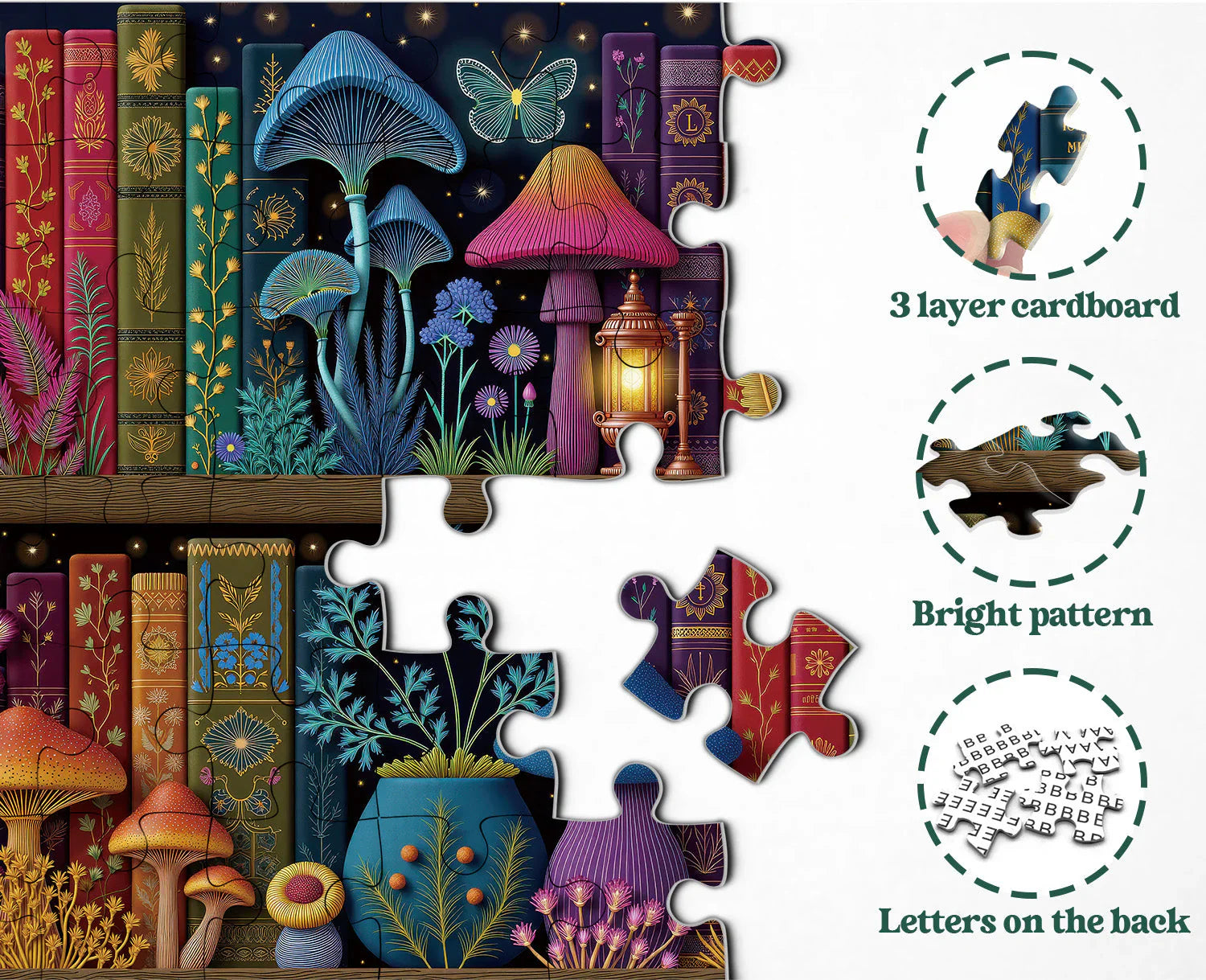 Enchanted Mushroom Library Jigsaw Puzzle 1000 Pieces