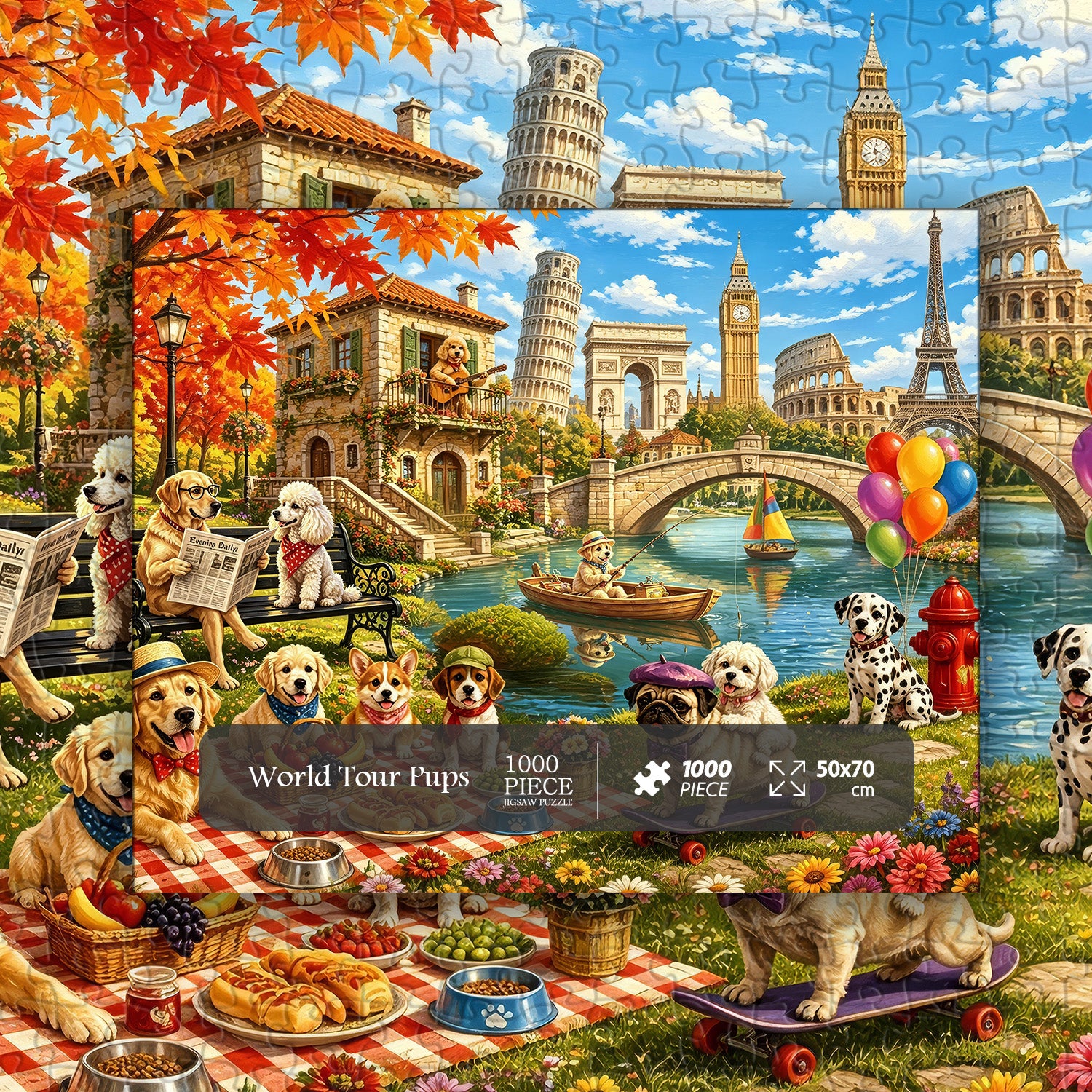 World Tour Pups Jigsaw Puzzle 1000 Pieces
