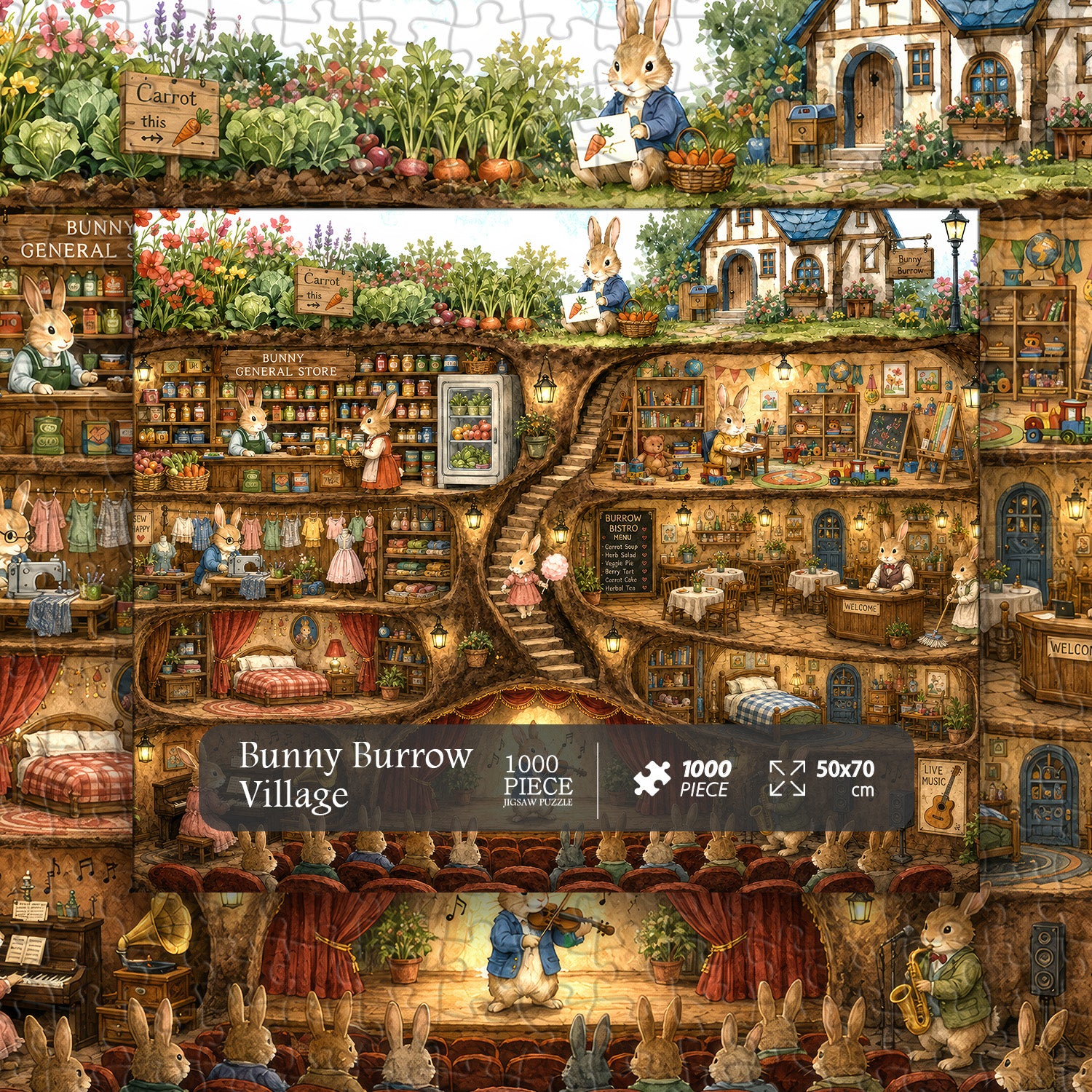 Bunny Burrow Village Jigsaw Puzzle 1000 Pieces