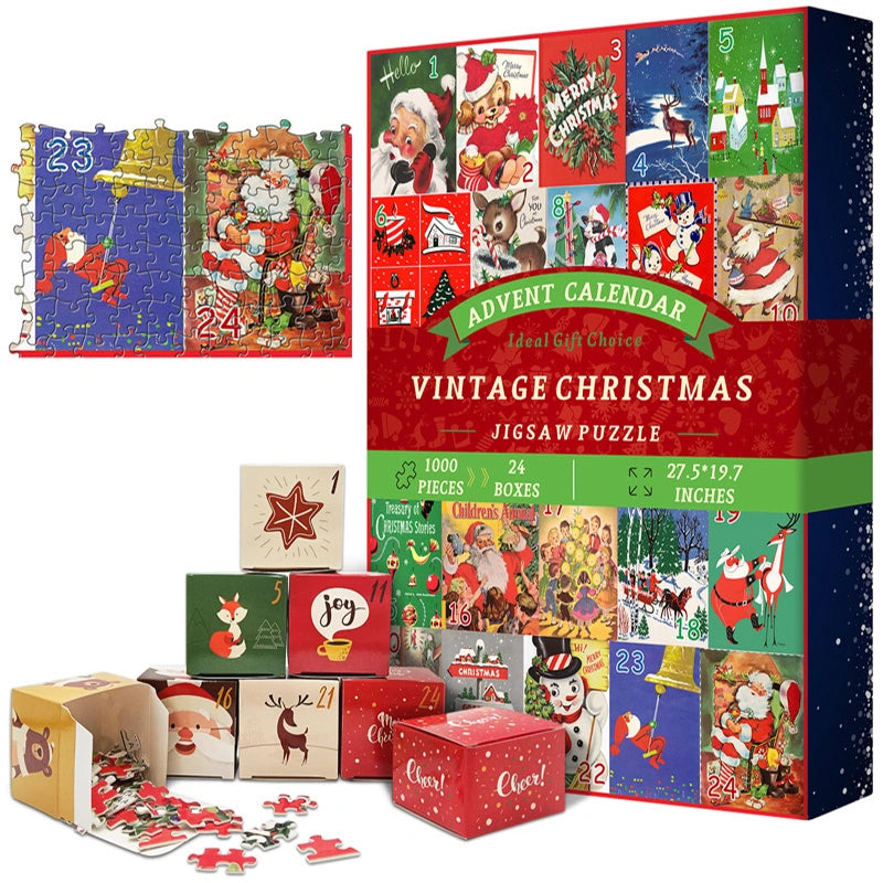 Pickforu® Vintage Christmas Advent Calendar Jigsaw Puzzle 1000 Pieces