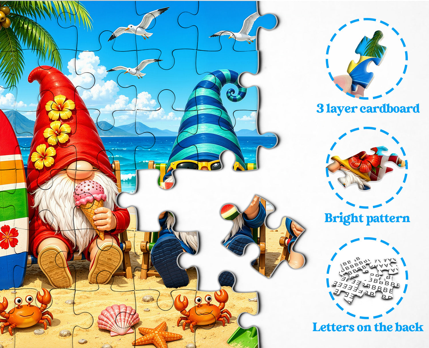Summer Beach Gnomes Jigsaw Puzzle 1000 Pieces