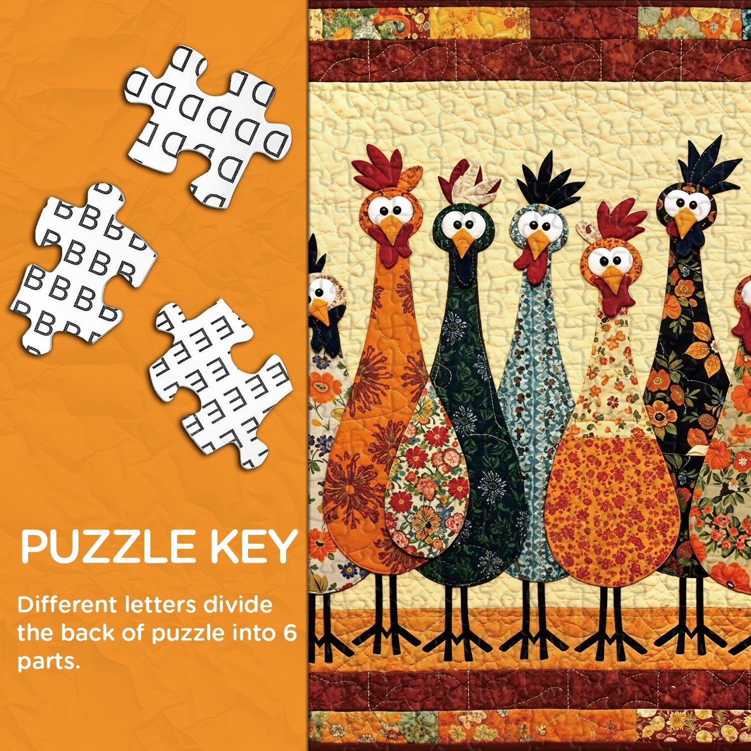 Puzzle con Polli in Tessuto, 1000 Pezzi
