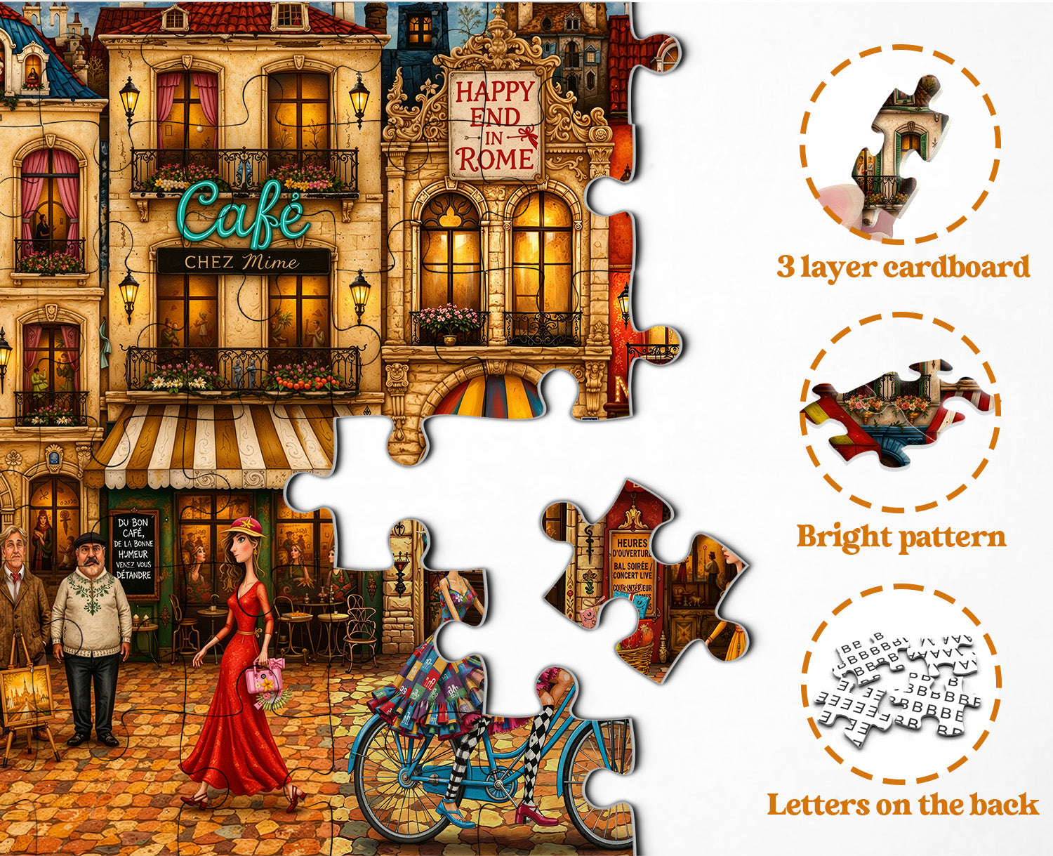 Bustling French Street Jigsaw Puzzle 1000 Pieces