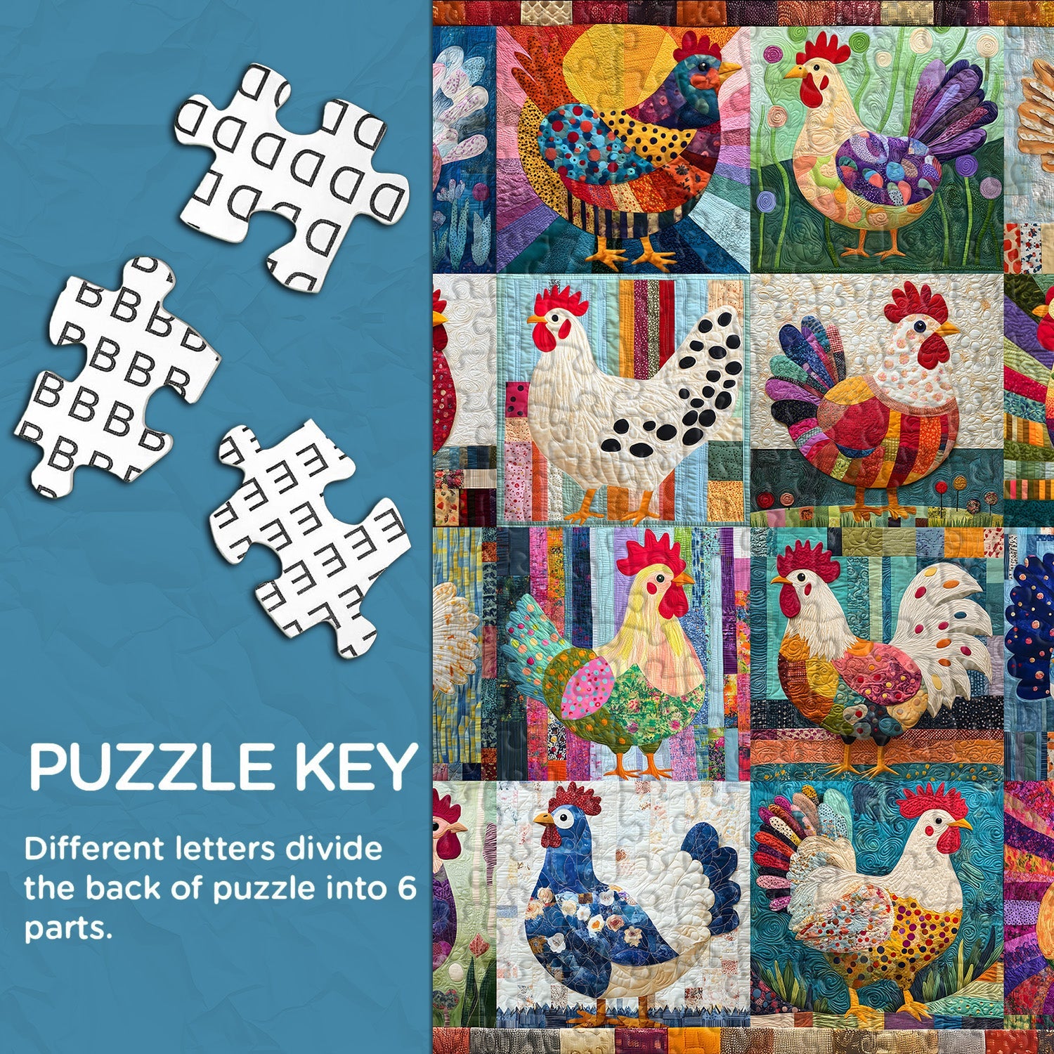 Patchwork Chickens Jigsaw Puzzle 1000 Pieces