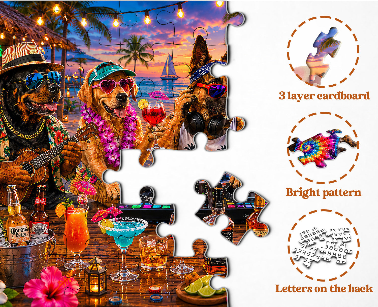 Puzzle Tropical Dogs DJ Party 1000 pezzi