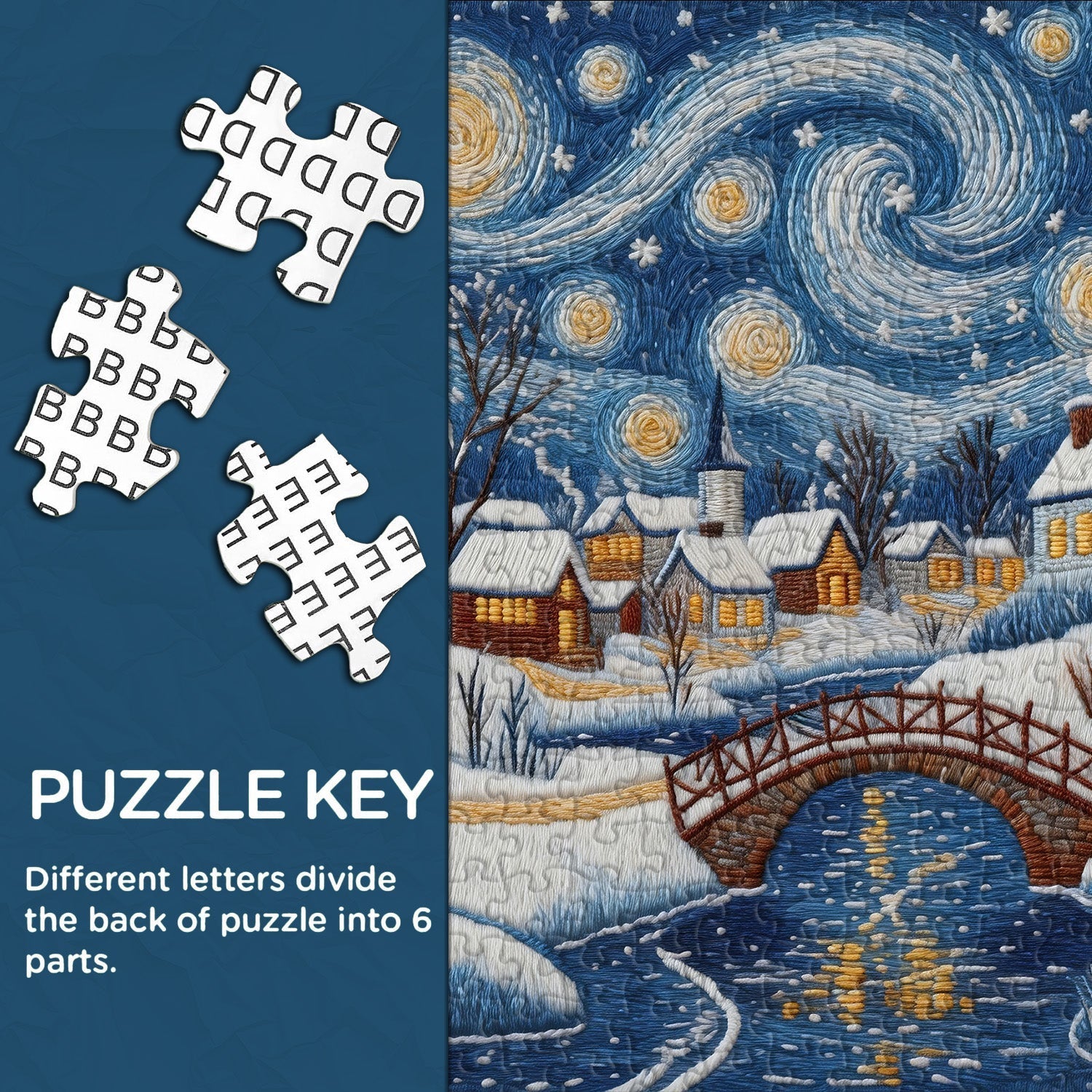 Snowy Village Glow Jigsaw Puzzle 1000 Pieces